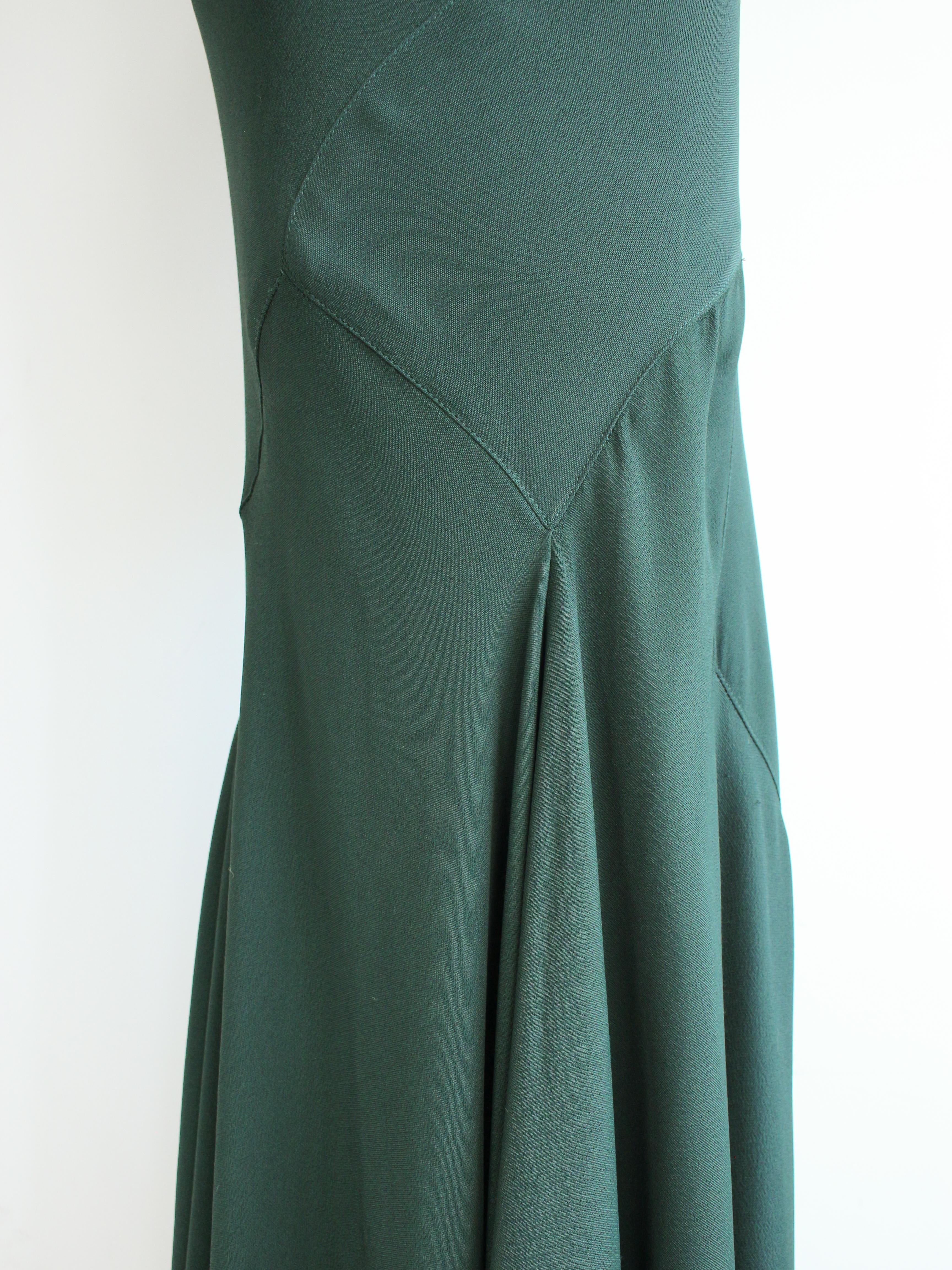 John Galliano Autumn/Winter 1988 ‘Hairclips’ Bottle Green Bias Cut Crêpe Gown 6