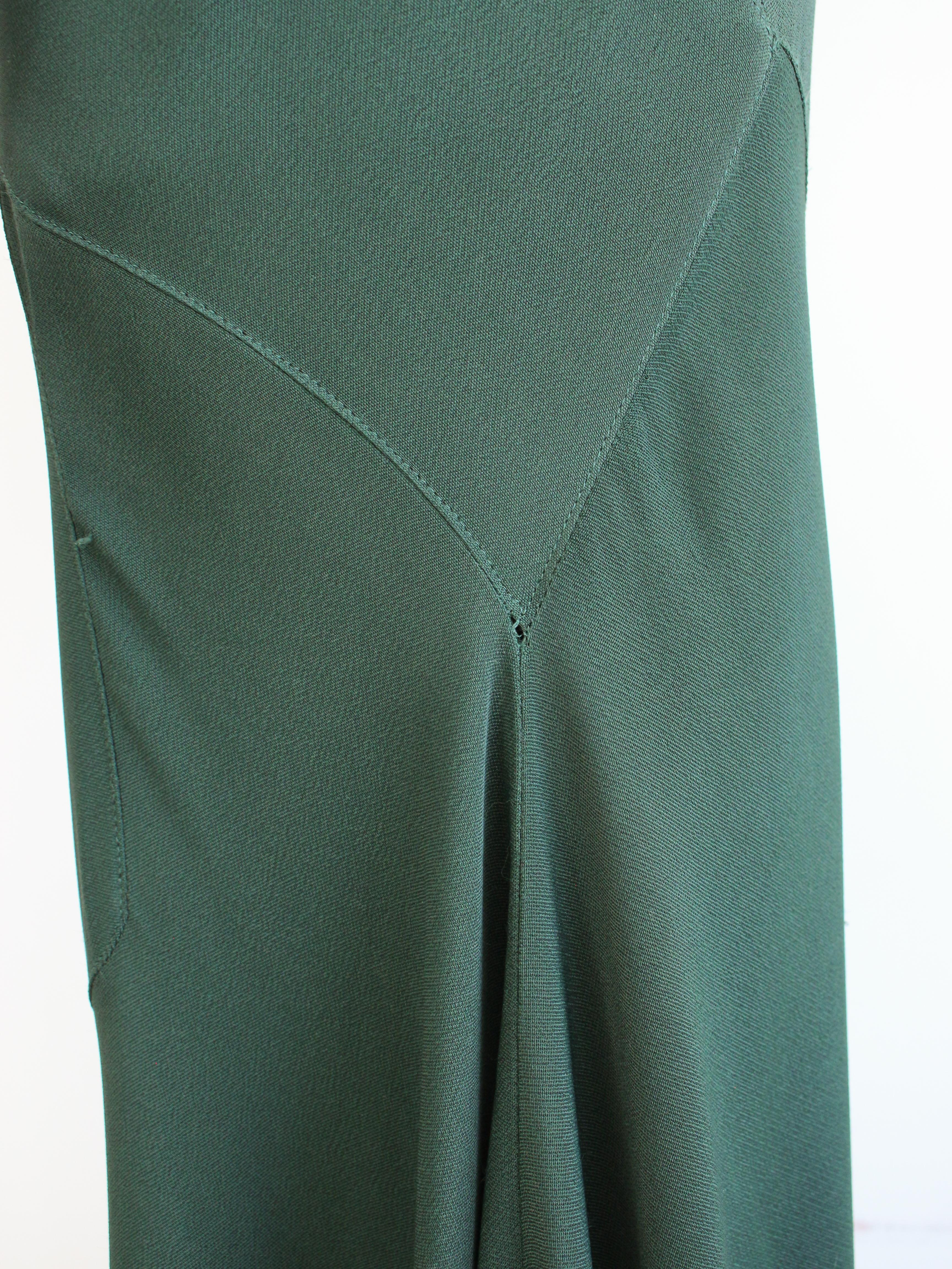 John Galliano Autumn/Winter 1988 ‘Hairclips’ Bottle Green Bias Cut Crêpe Gown 10
