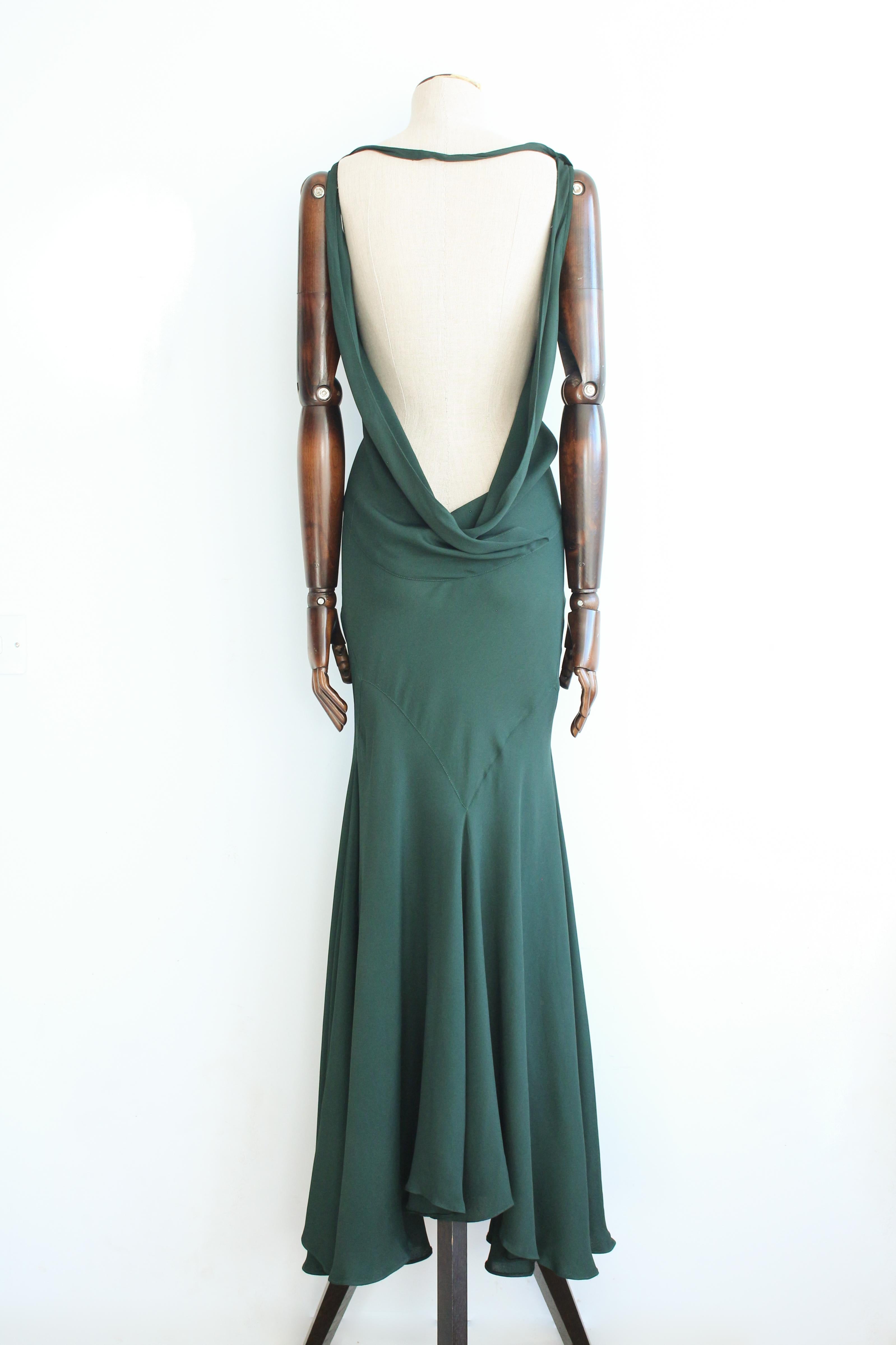 Women's or Men's John Galliano Autumn/Winter 1988 ‘Hairclips’ Bottle Green Bias Cut Crêpe Gown