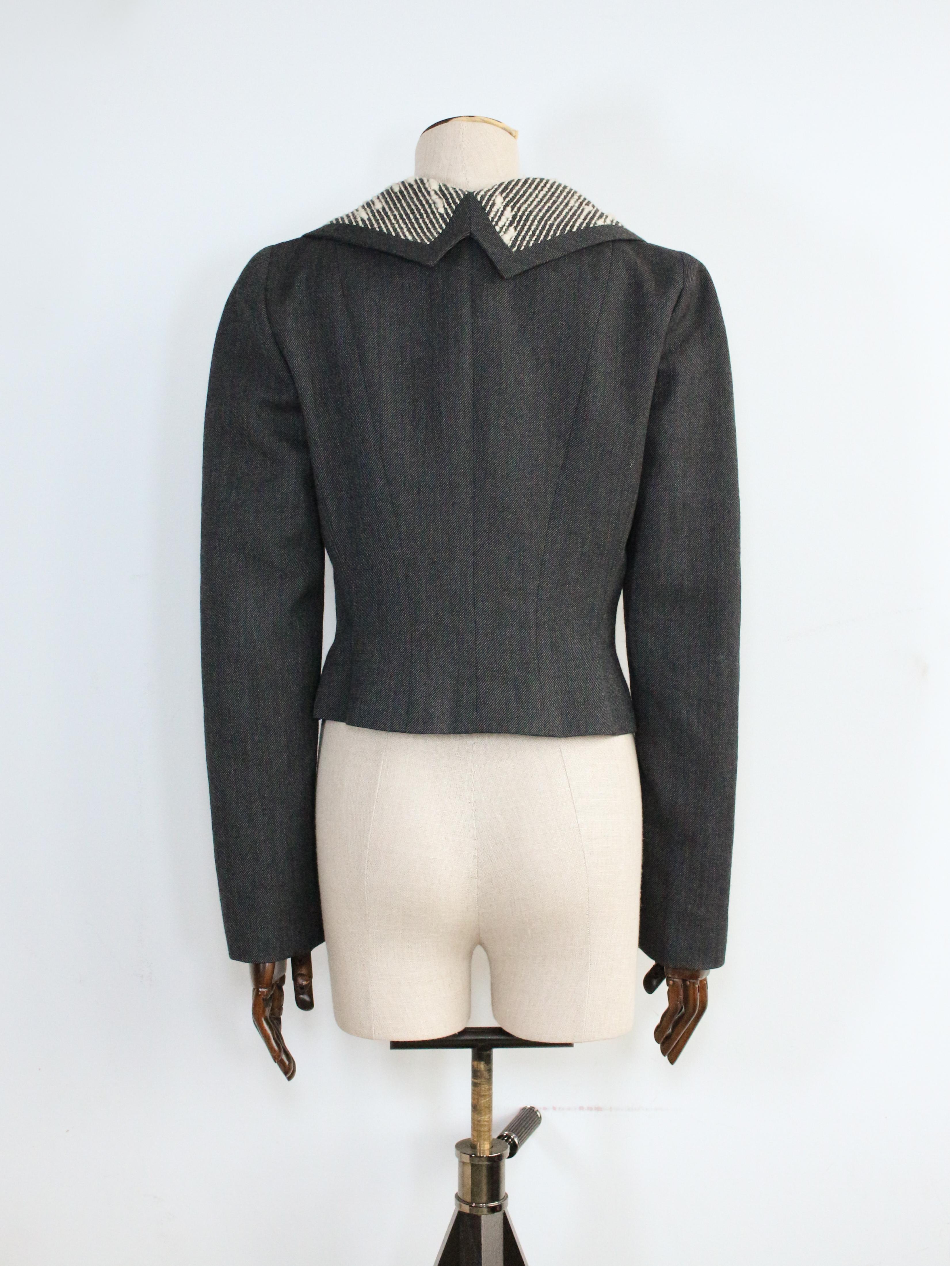 John Galliano Otoño/Invierno 1999 Chaqueta de lana con cuello marinero y botones de concha en Bueno estado para la venta en Manchester, GB