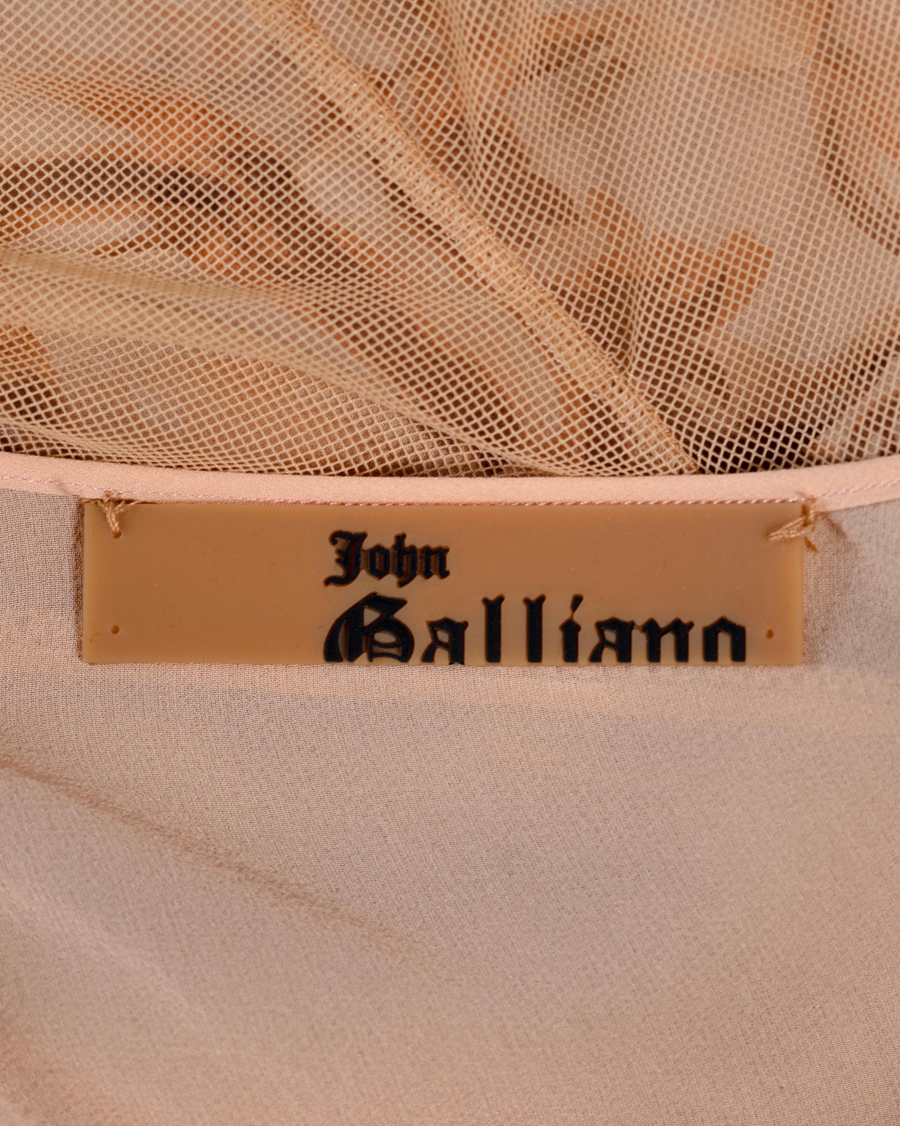 John Galliano Beige Stretch Tulle And Ruffled Silk Evening Dress, SS 2006 11