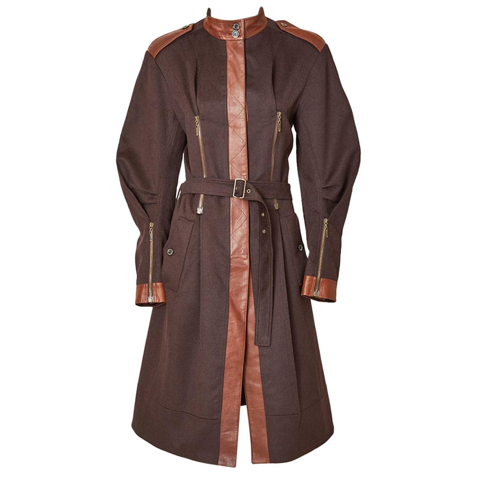 John Galliano Belted Coat with Zipper Detail