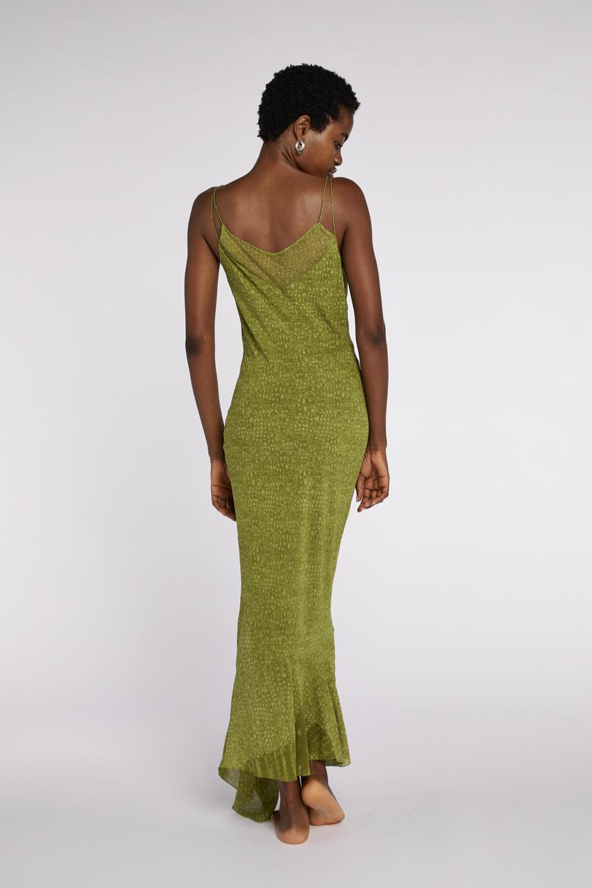 Brown John Galliano Bias Cut Chiffon Snake Print Slip Dress A/W 2000 For Sale