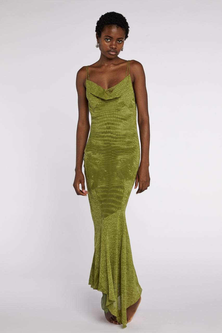 John Galliano Bias Cut Chiffon Snake Print Slip Dress A/W 2000 In Excellent Condition For Sale In London, GB