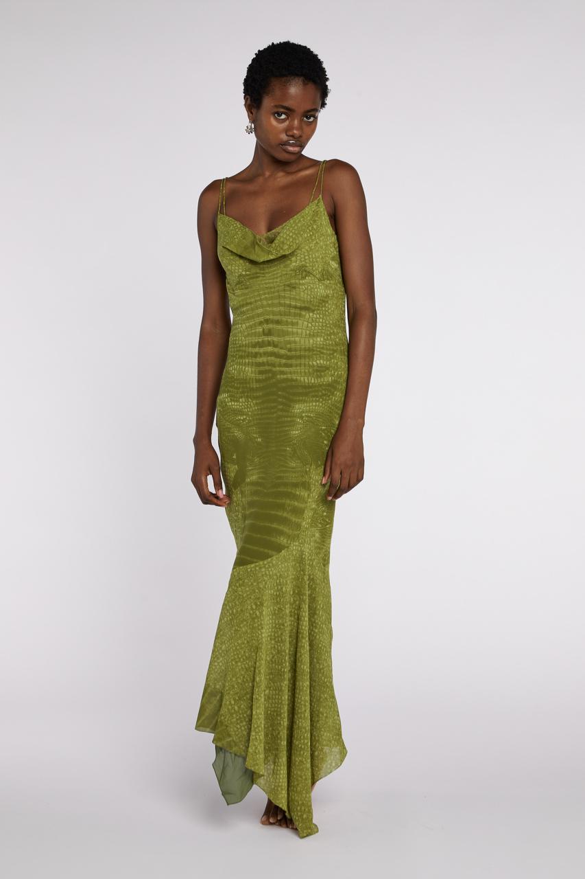 John Galliano Bias Cut Chiffon Snake Print Slip Dress A/W 2000 For Sale 1