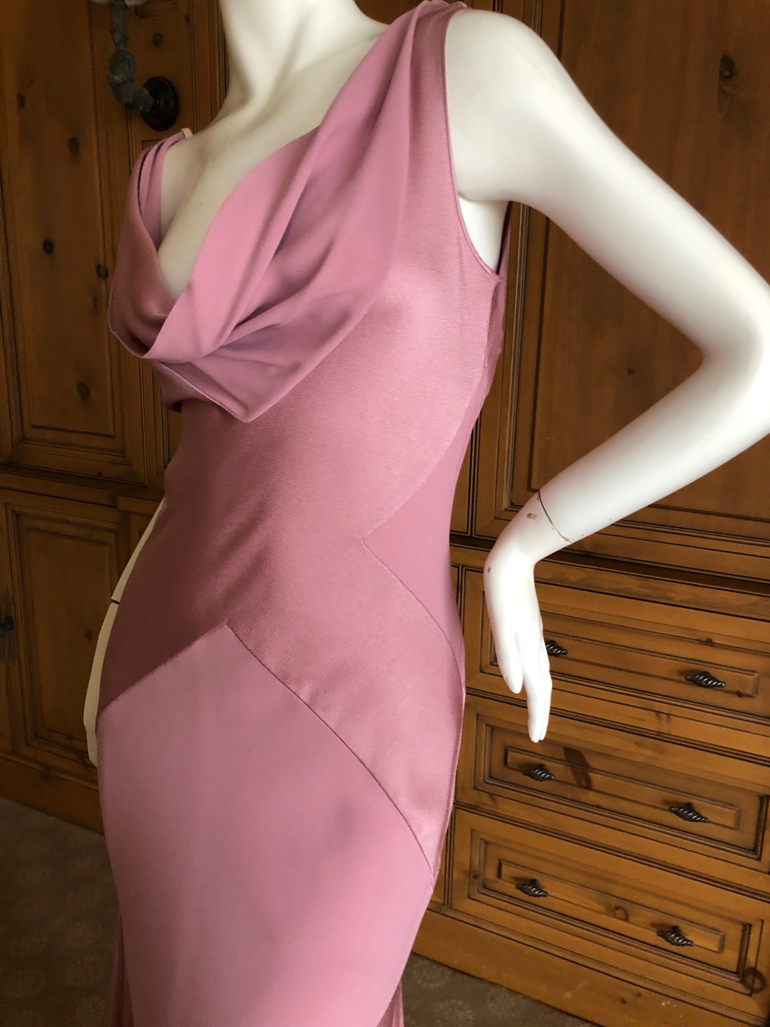 Women's John Galliano Bias Cut Pink Diamond Pattern Cowl Draped Vintage Dress New w Tags For Sale