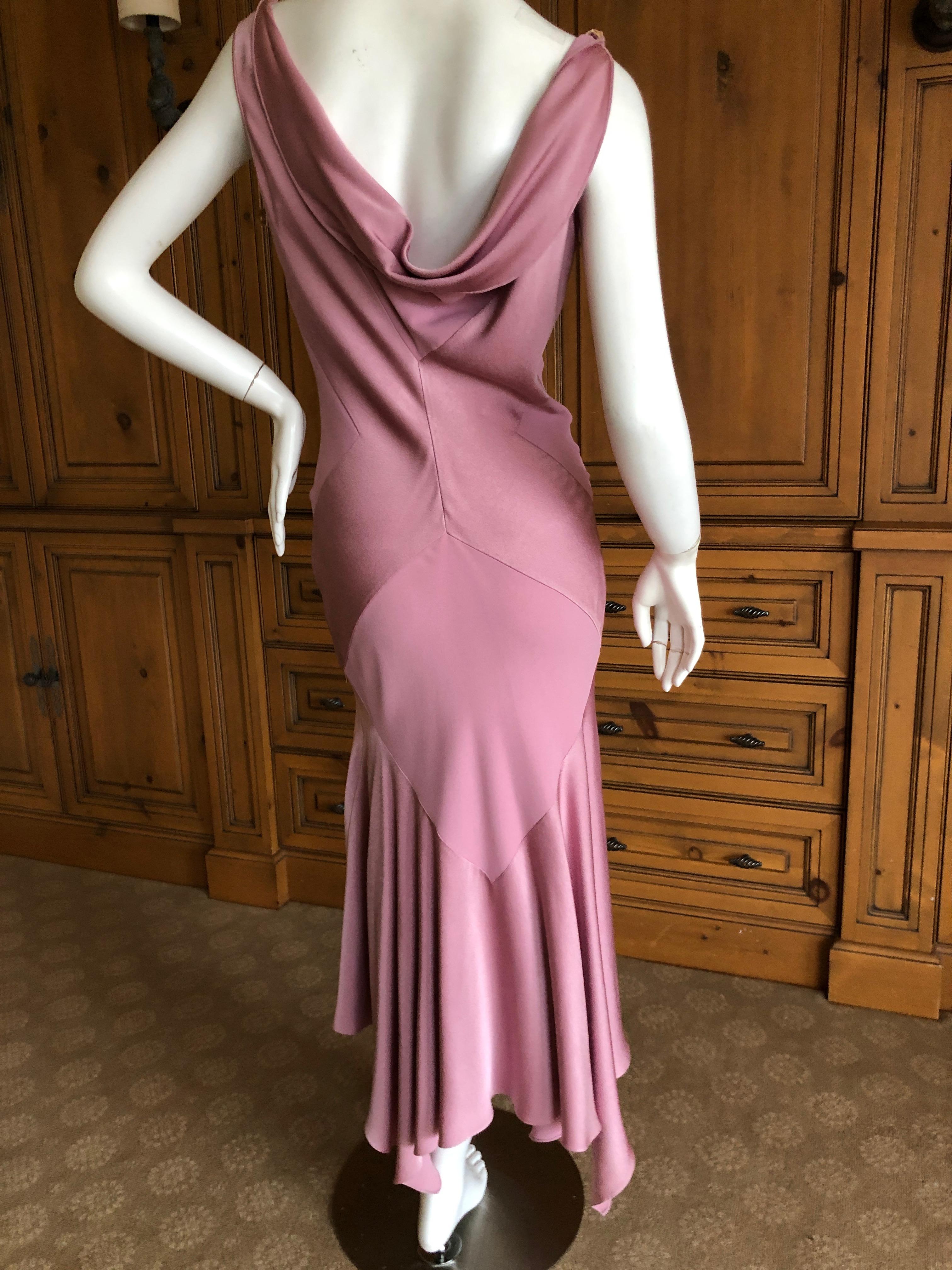John Galliano Bias Cut Pink Diamond Pattern Cowl Draped Vintage Dress New w Tags For Sale 1