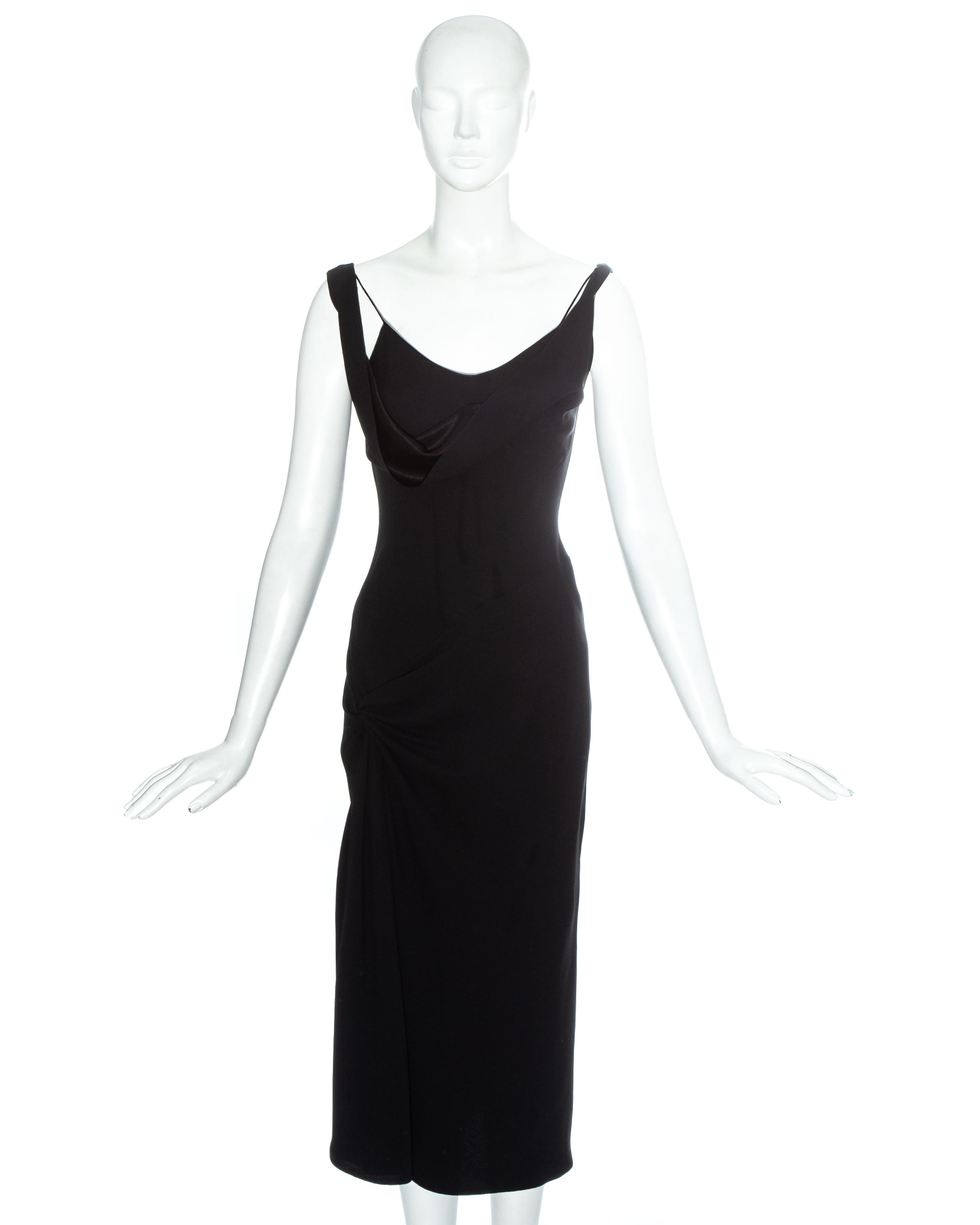 John Galliano black acetate off shoulder draped evening dress, fw 1999 In Excellent Condition In London, GB