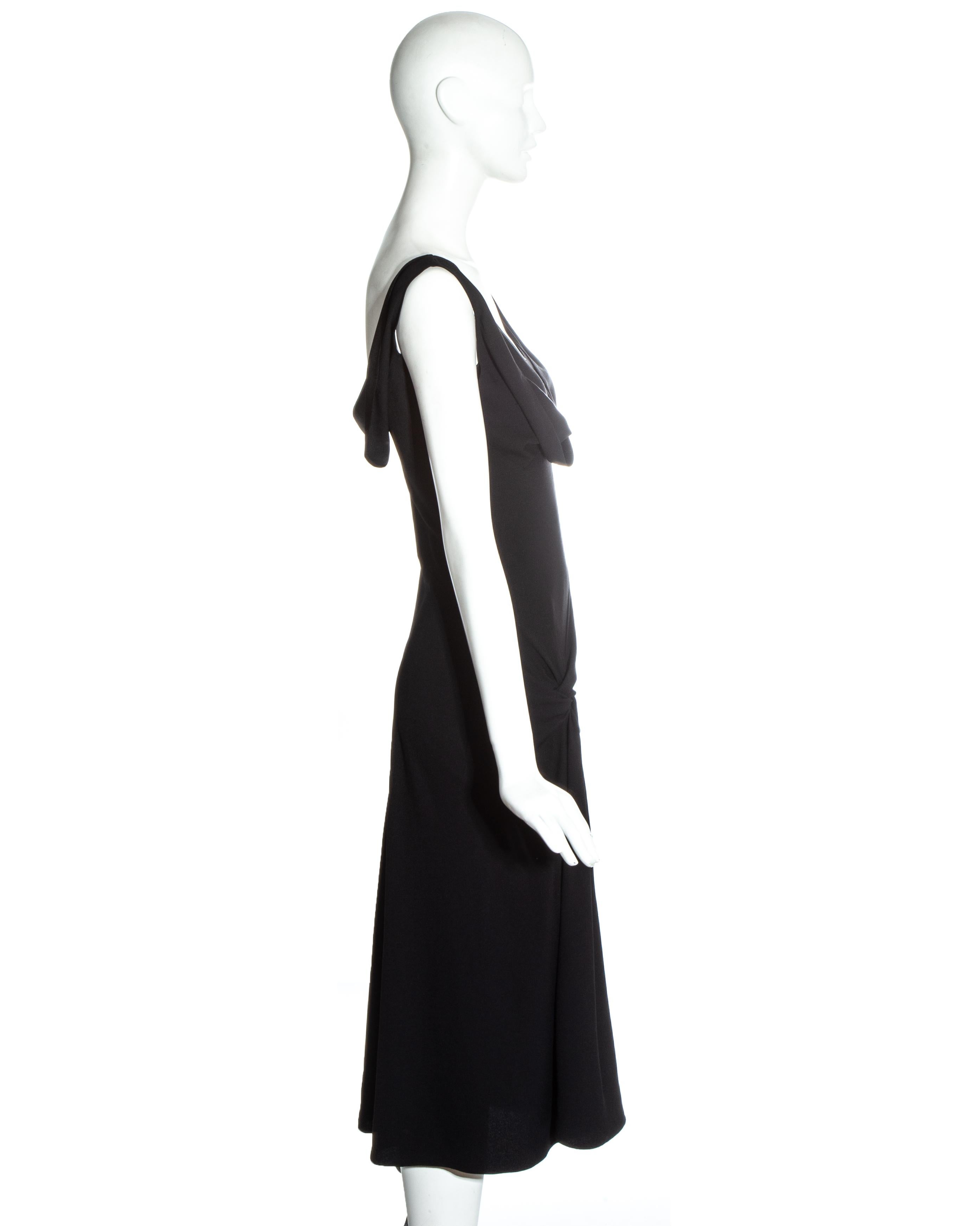 Women's John Galliano black acetate off shoulder draped evening dress, fw 1999