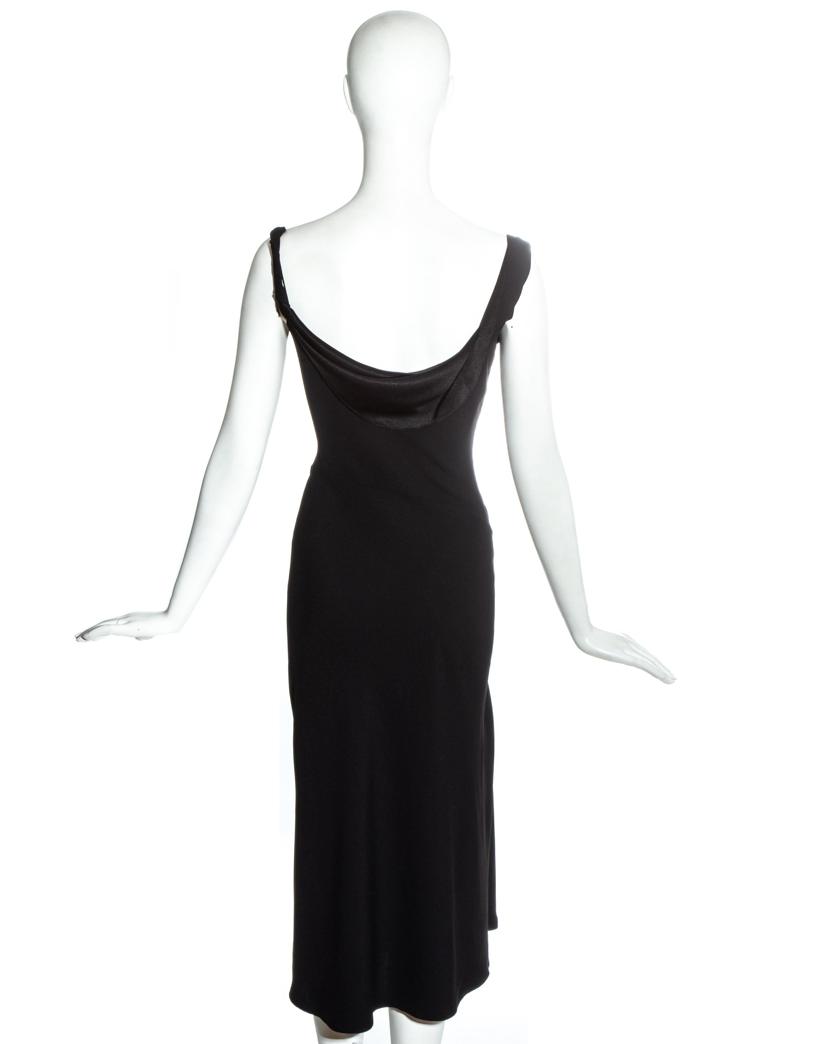 John Galliano black acetate off shoulder draped evening dress, fw 1999 1