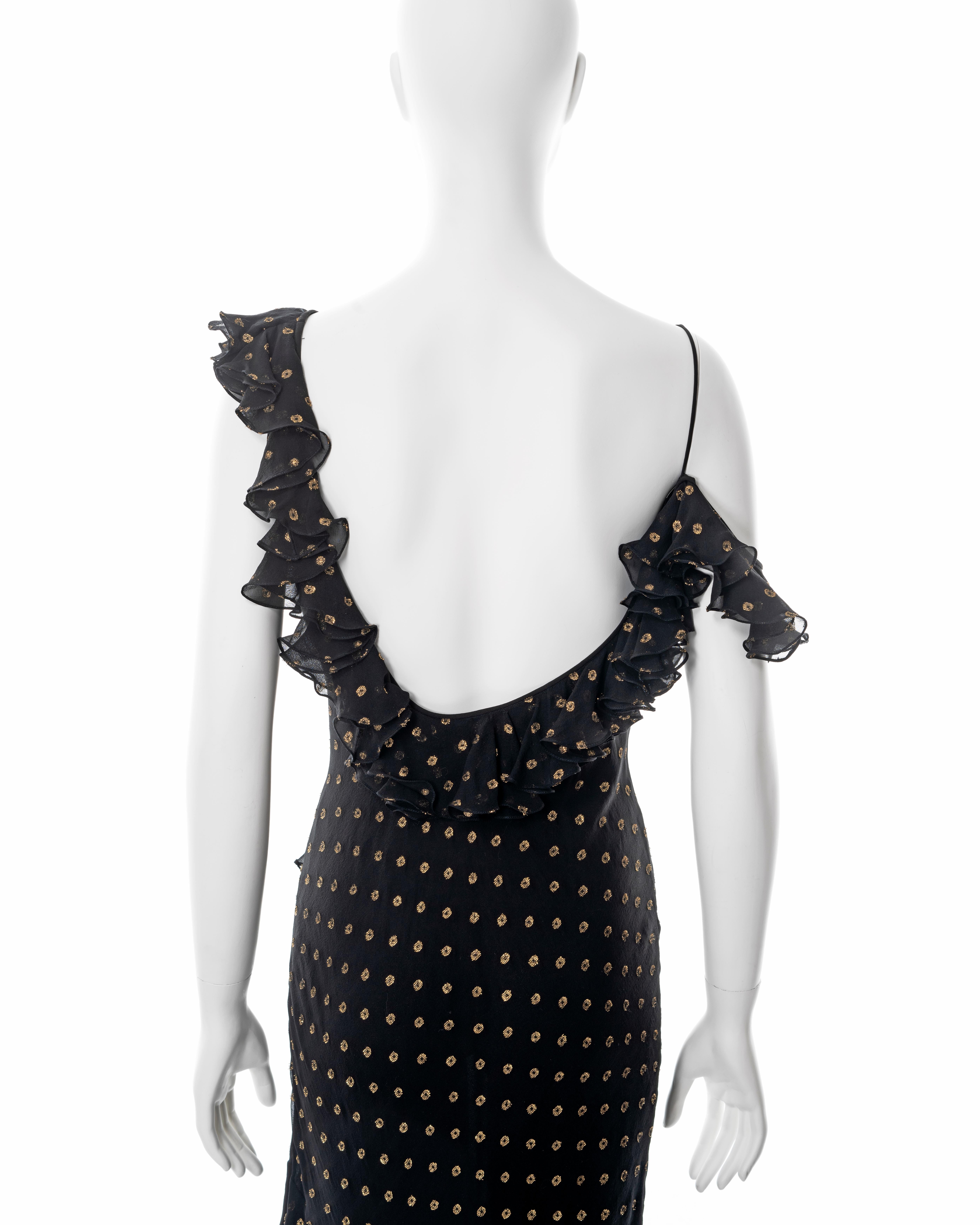 John Galliano black and gold bias cut silk evening dress, ss 2003 6