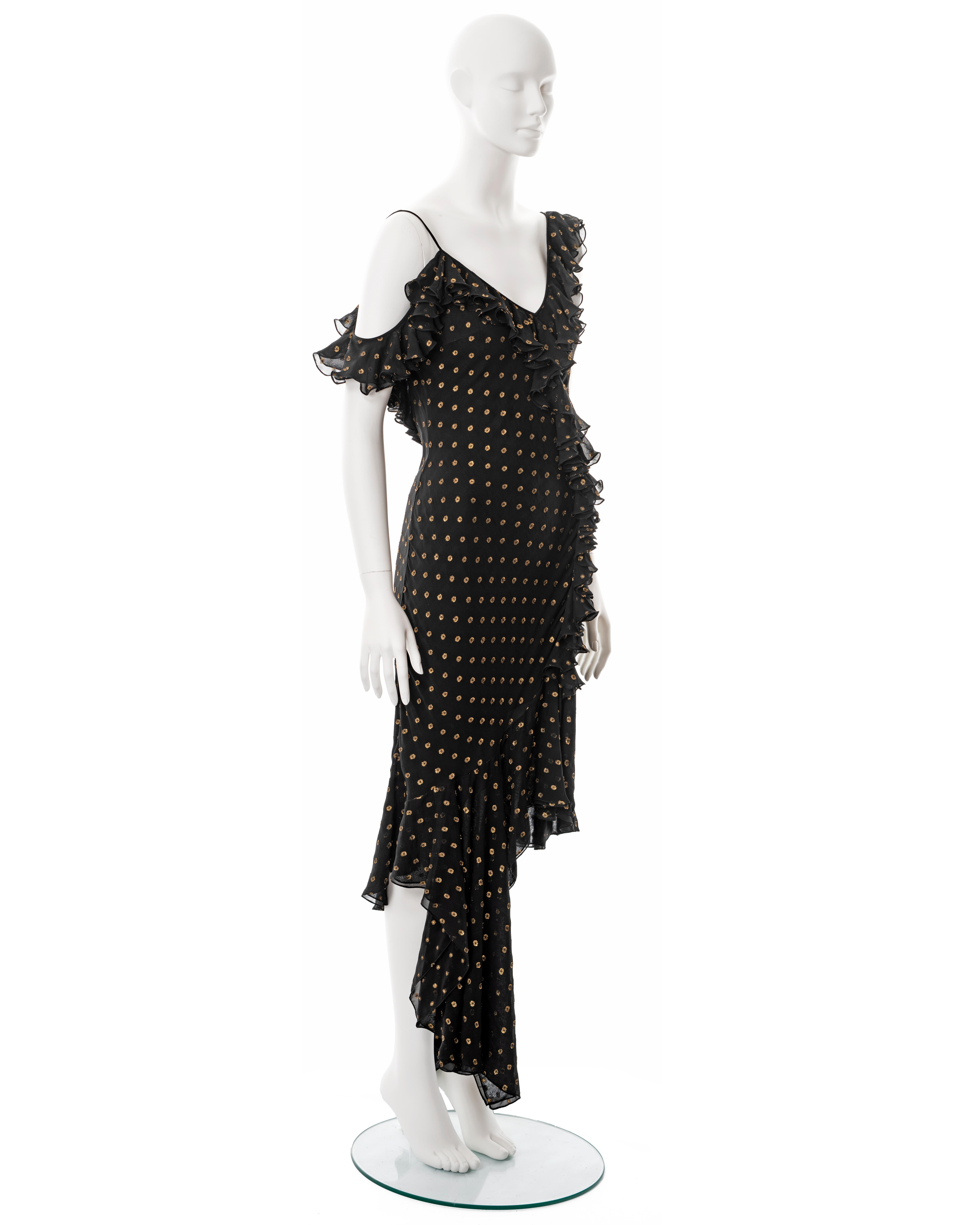 John Galliano black and gold bias cut silk evening dress, ss 2003 1