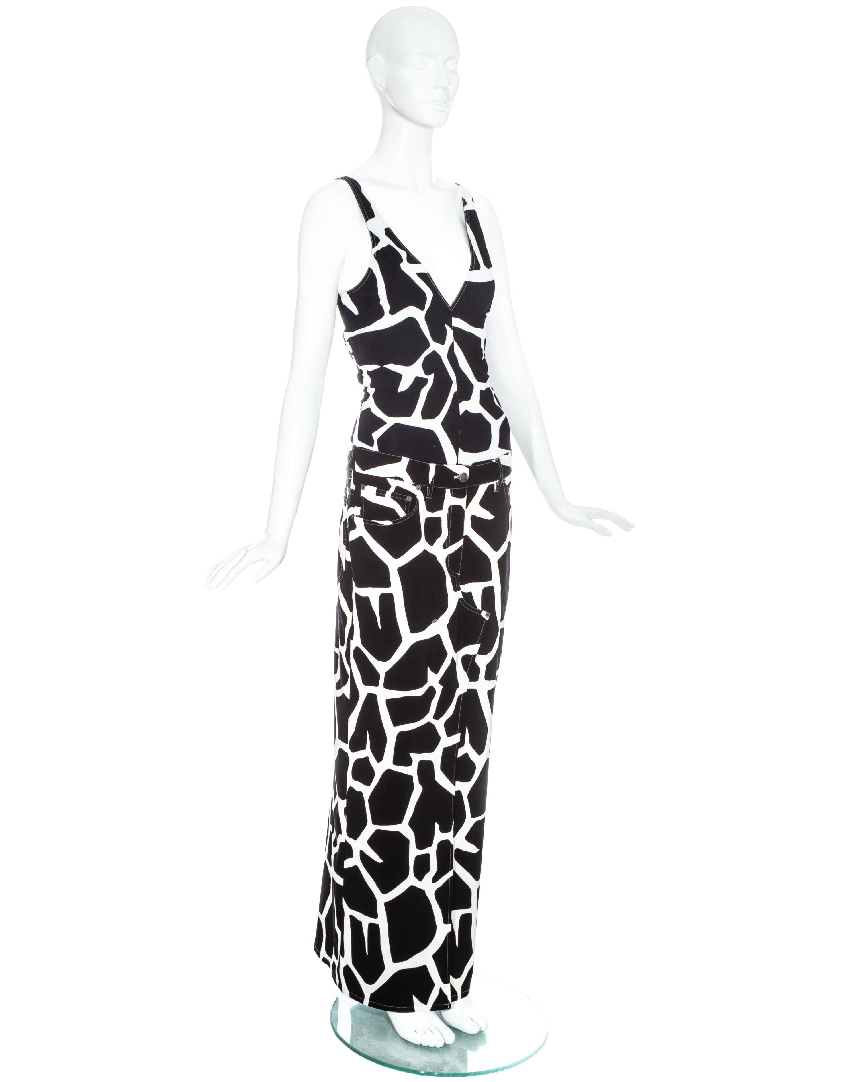 Tailleur jupe noir et blanc de John Galliano, ss 2000 Bon état - En vente à London, GB