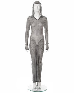 John Galliano black and white striped viscose knit hooded dress, ss 2002