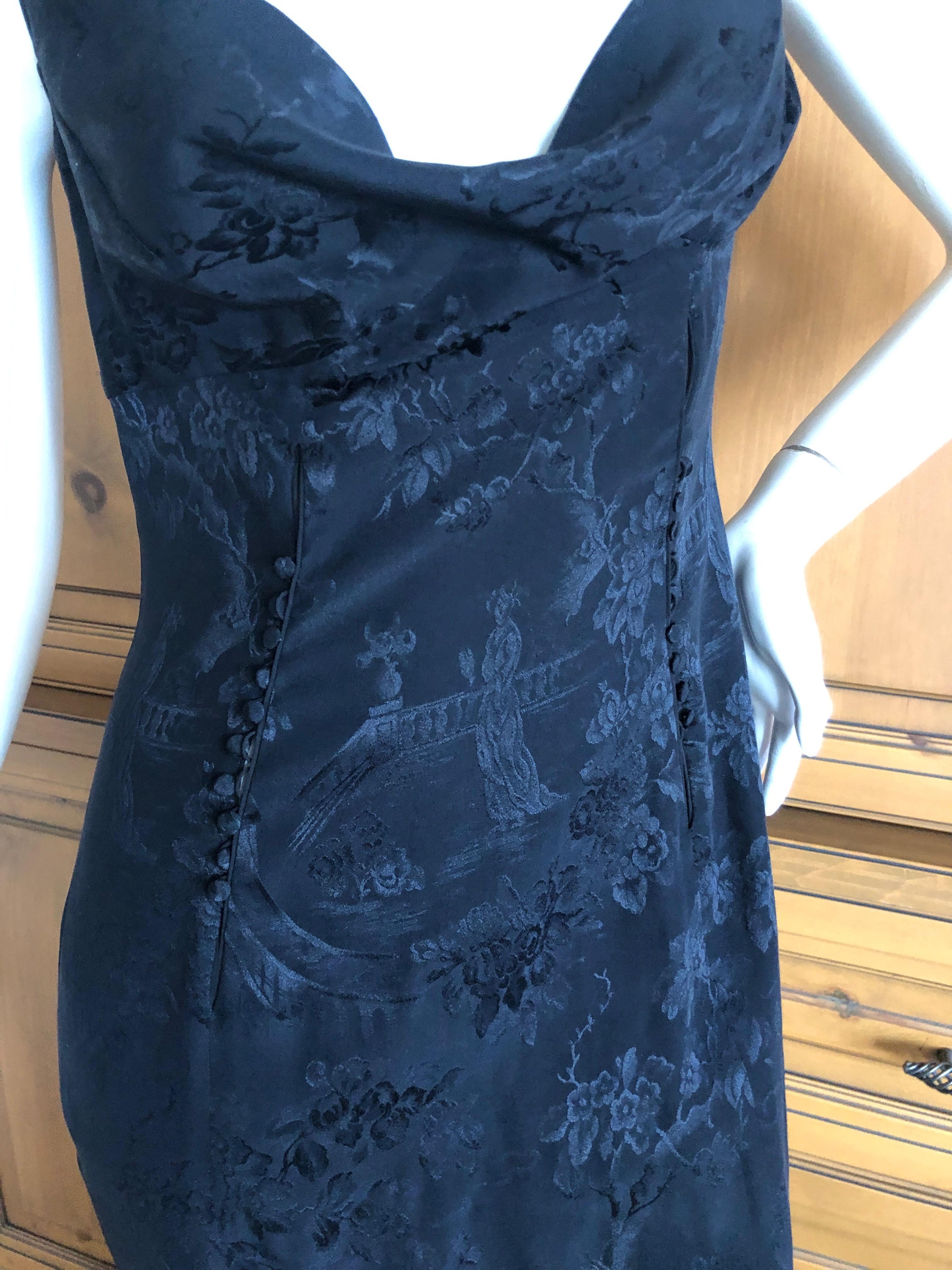 Women's John Galliano Black Bias Cut Chinoiserie Toile de Joi Late 1990s Evening Dress  For Sale