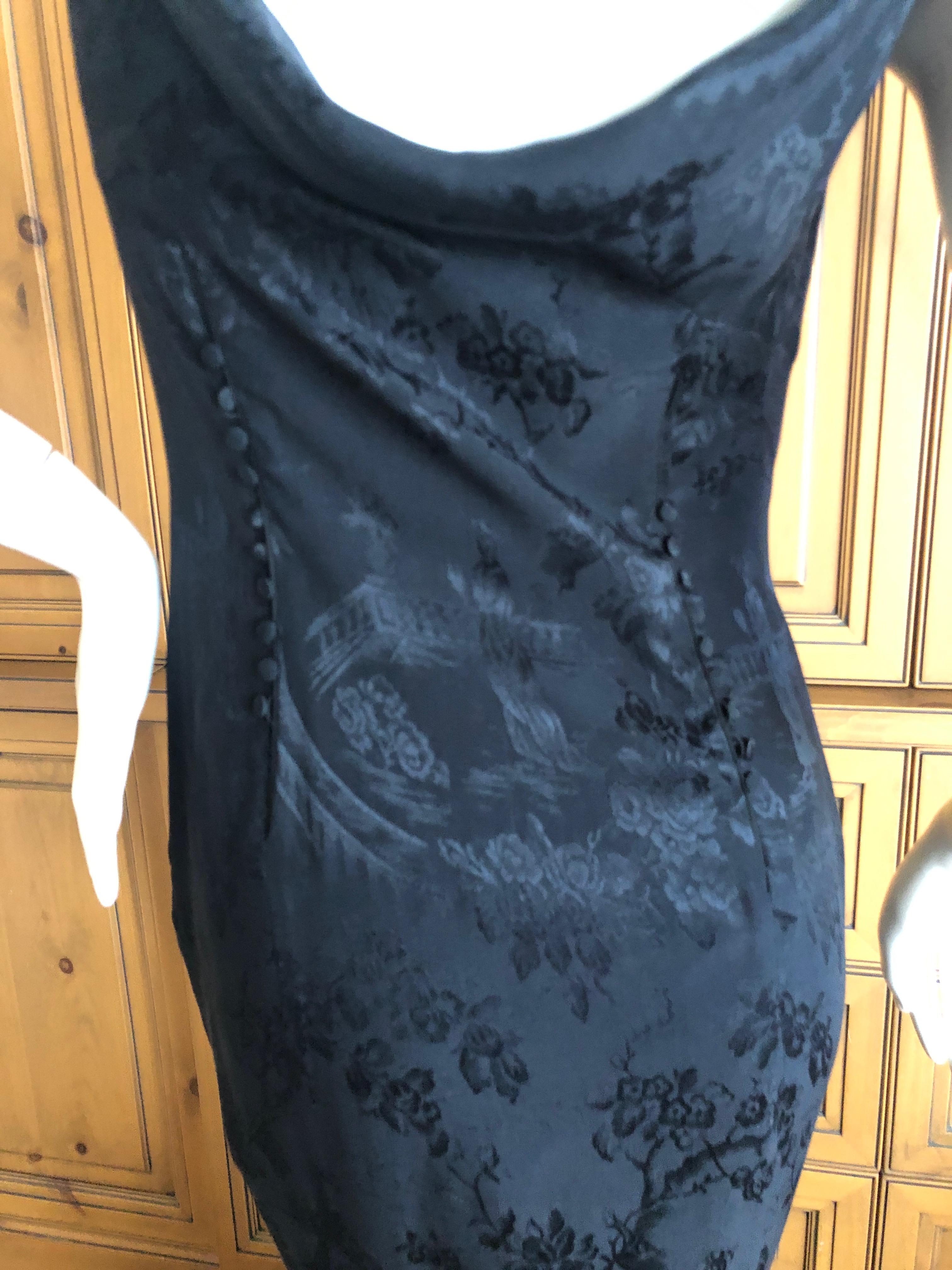 John Galliano Black Bias Cut Chinoiserie Toile de Joi Late 1990s Evening Dress  For Sale 3