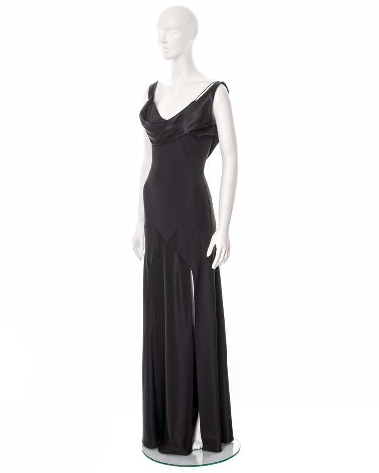 John Galliano black bias-cut satin evening dress, fw 1994 For Sale at  1stDibs