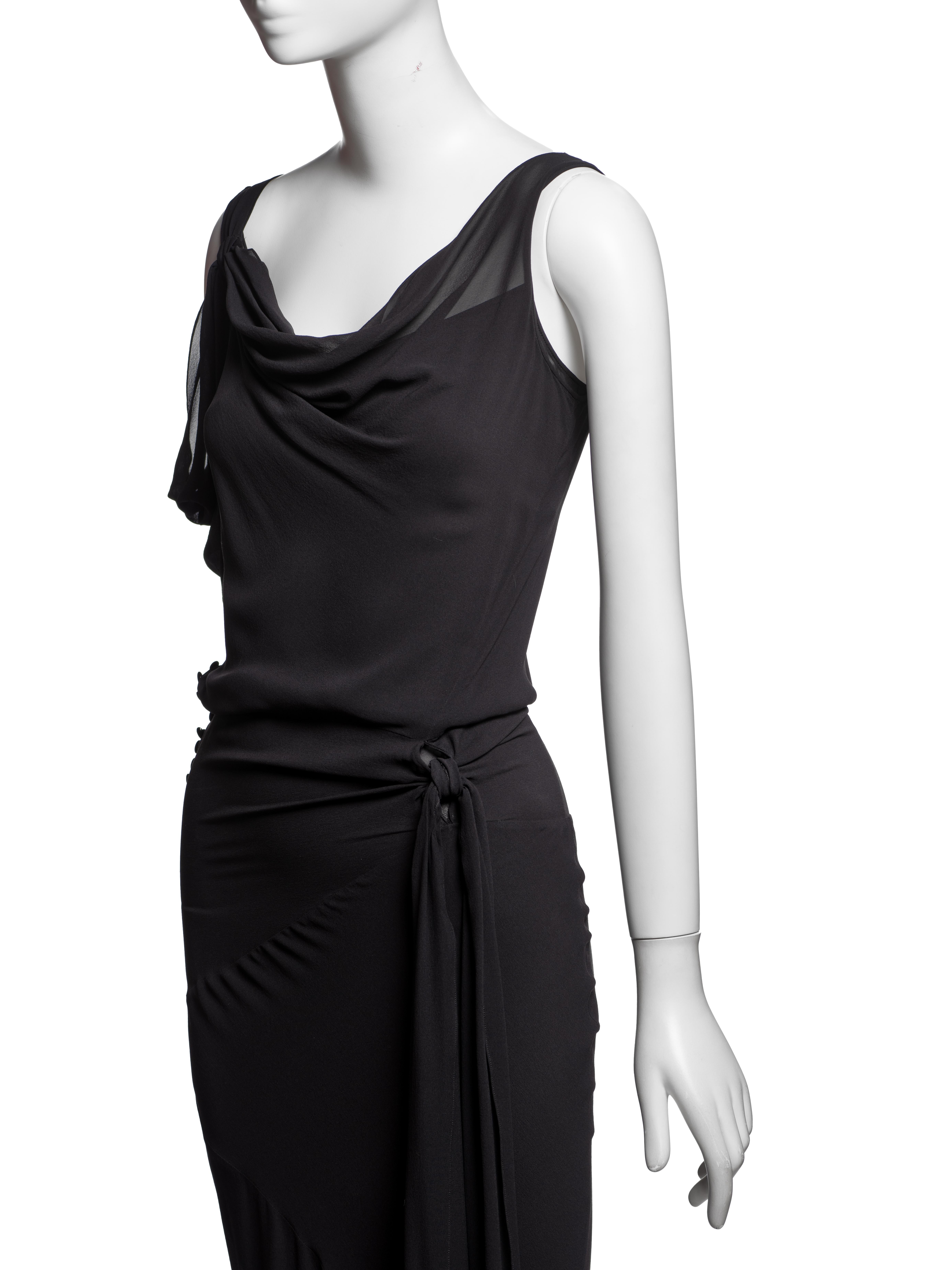John Galliano Abito da sera a una manica in seta tagliato in sbieco nero, FW 1999 in vendita 3