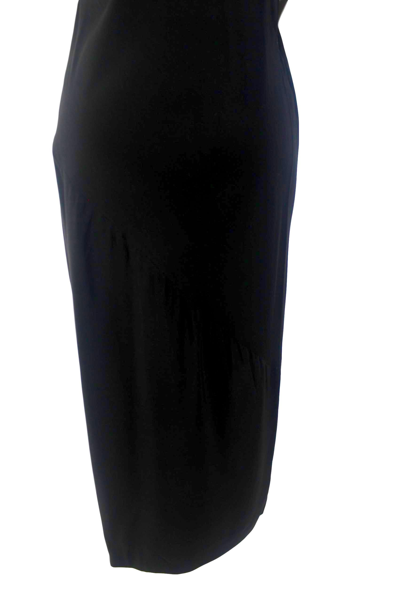 John Galliano Black Bias Cut Silk Dress Made in England Label For Sale 3