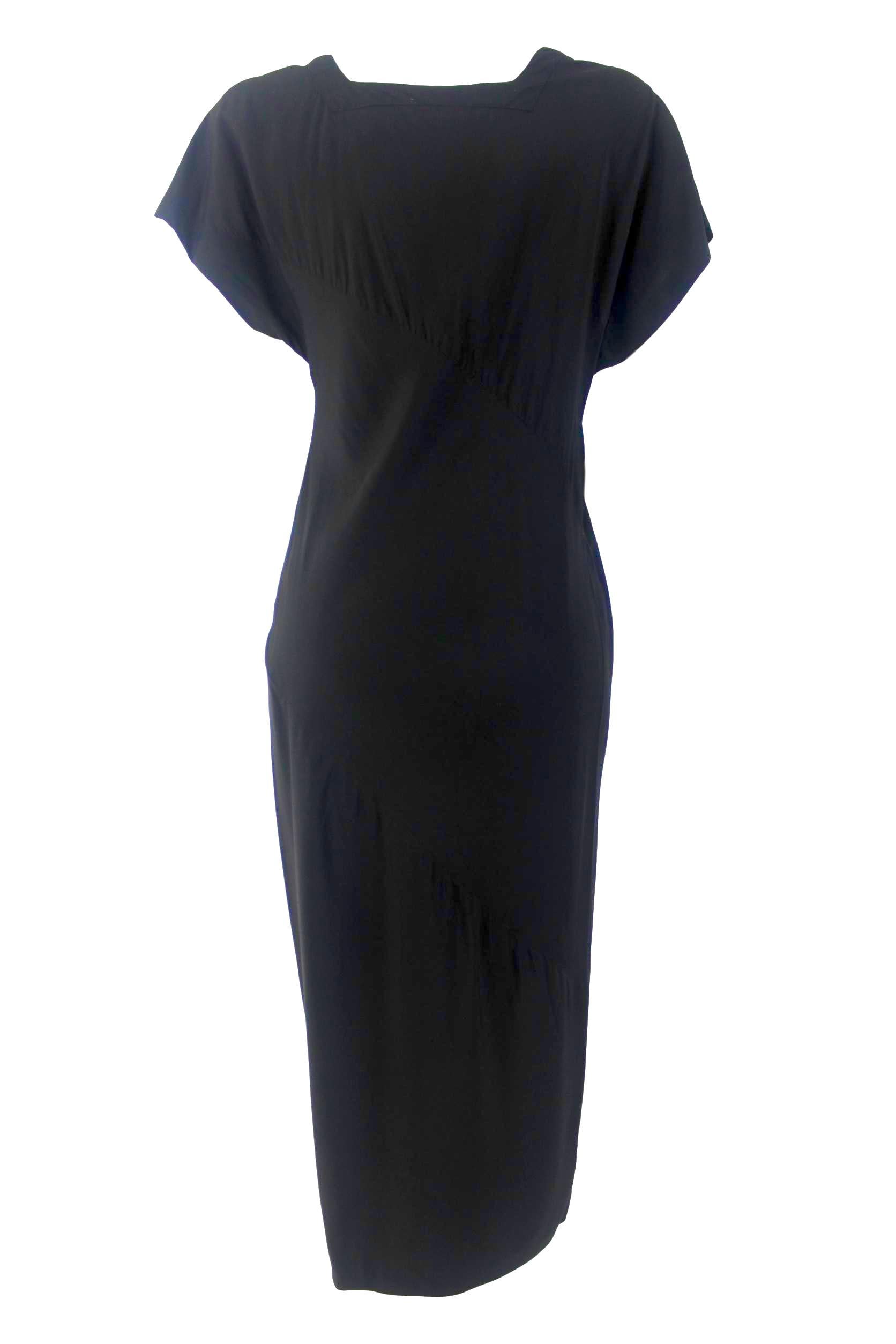 John Galliano Black Bias Cut Silk Dress Made in England Label For Sale 4