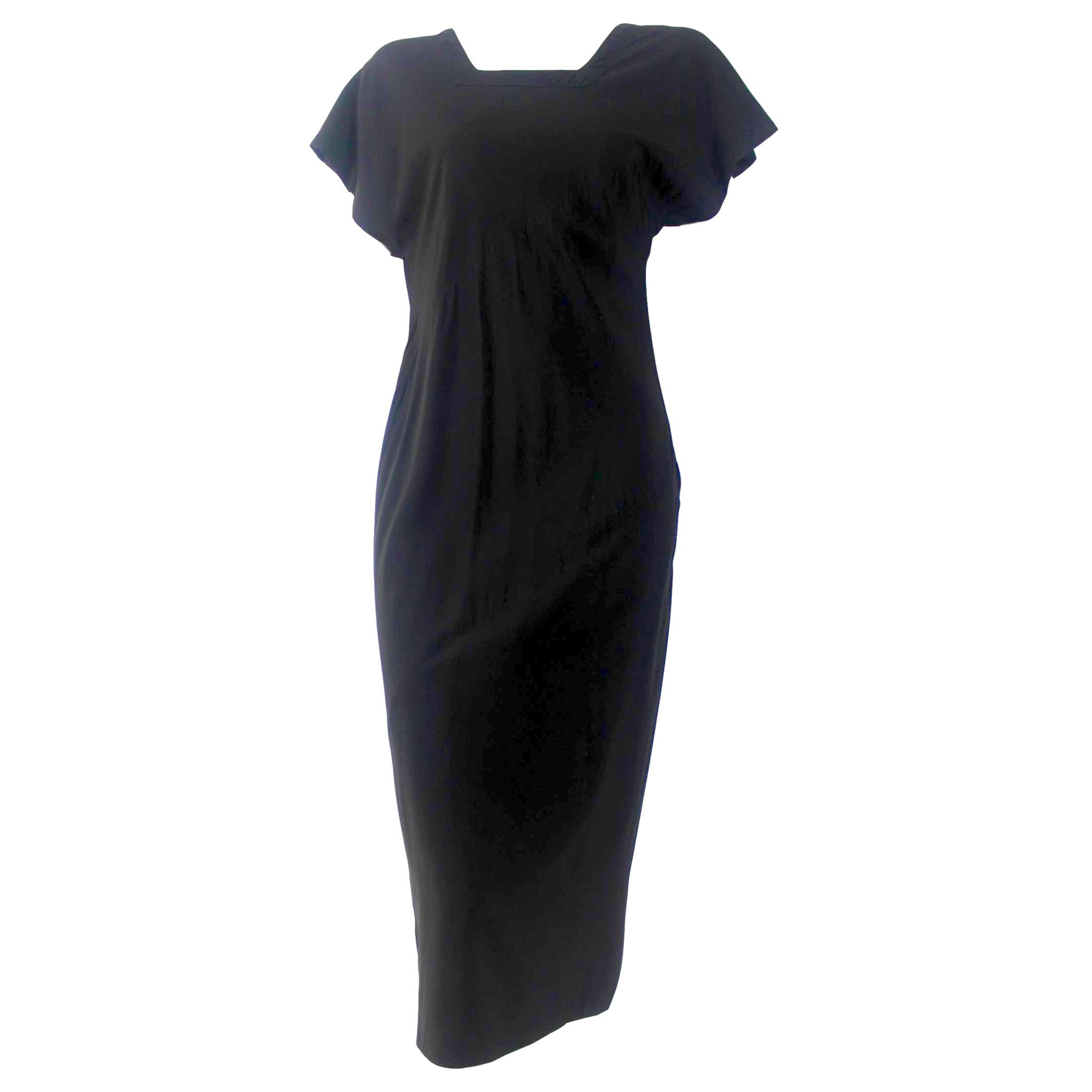 John Galliano Black Bias Cut Silk Dress Made in England Label For Sale