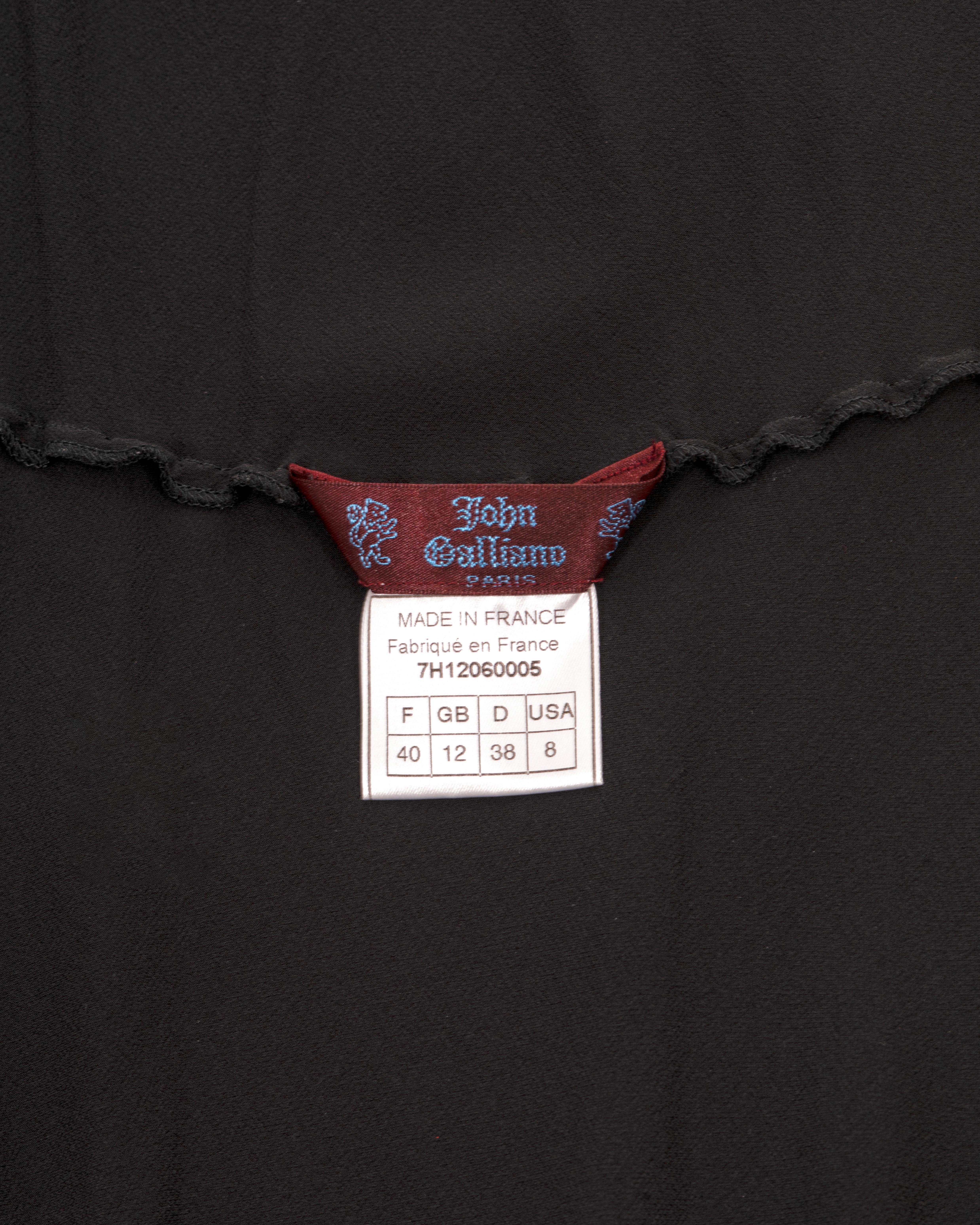 John Galliano black bias-cut silk evening slip dress with ruffled skirt, fw 1997 7