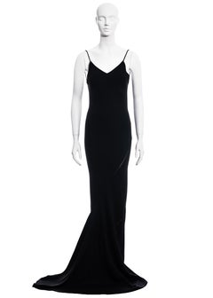 John Galliano black bias-cut trained slip dress, ss 1994