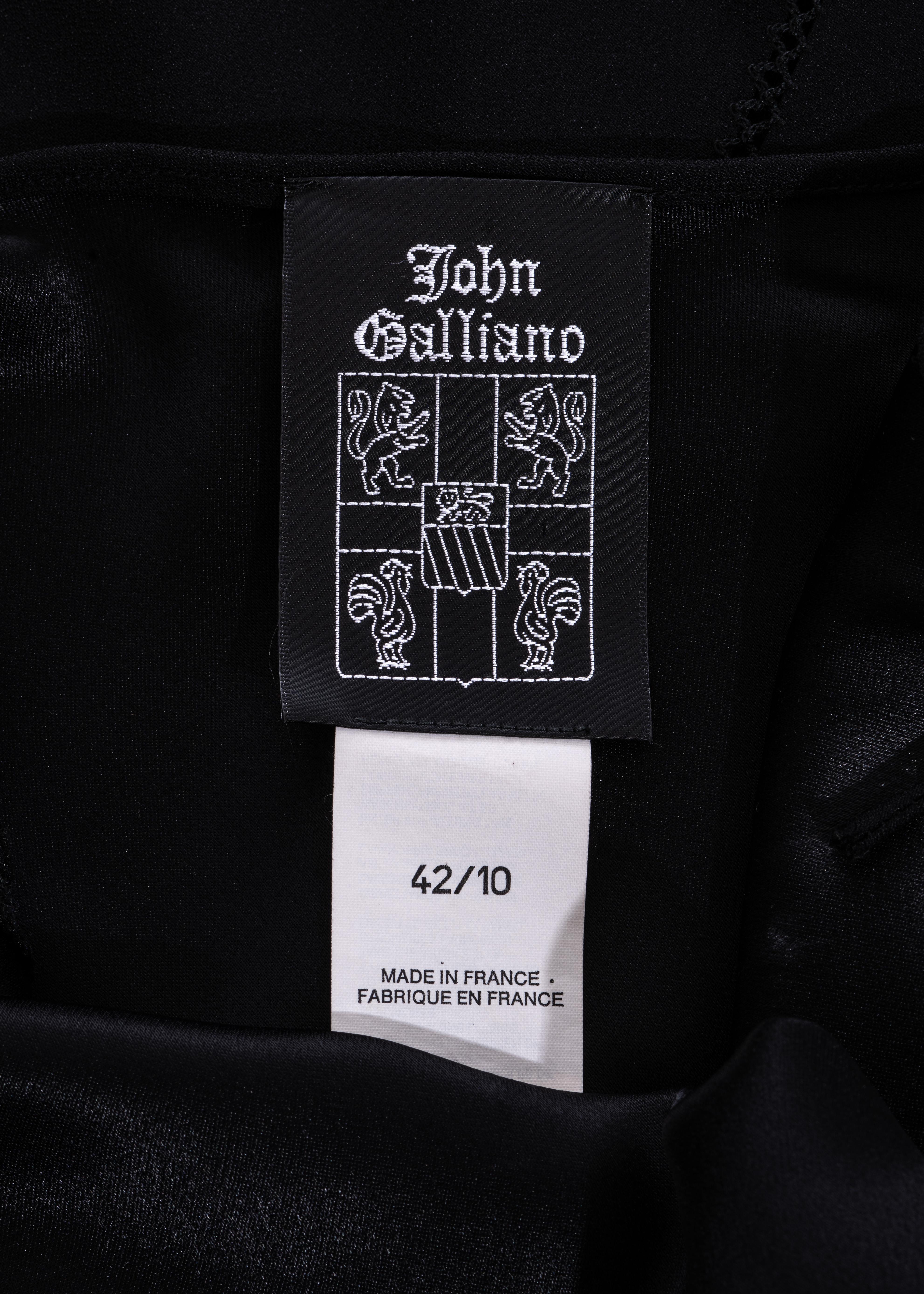 John Galliano black bias-cut trained slip dress, ss 1994 For Sale 1