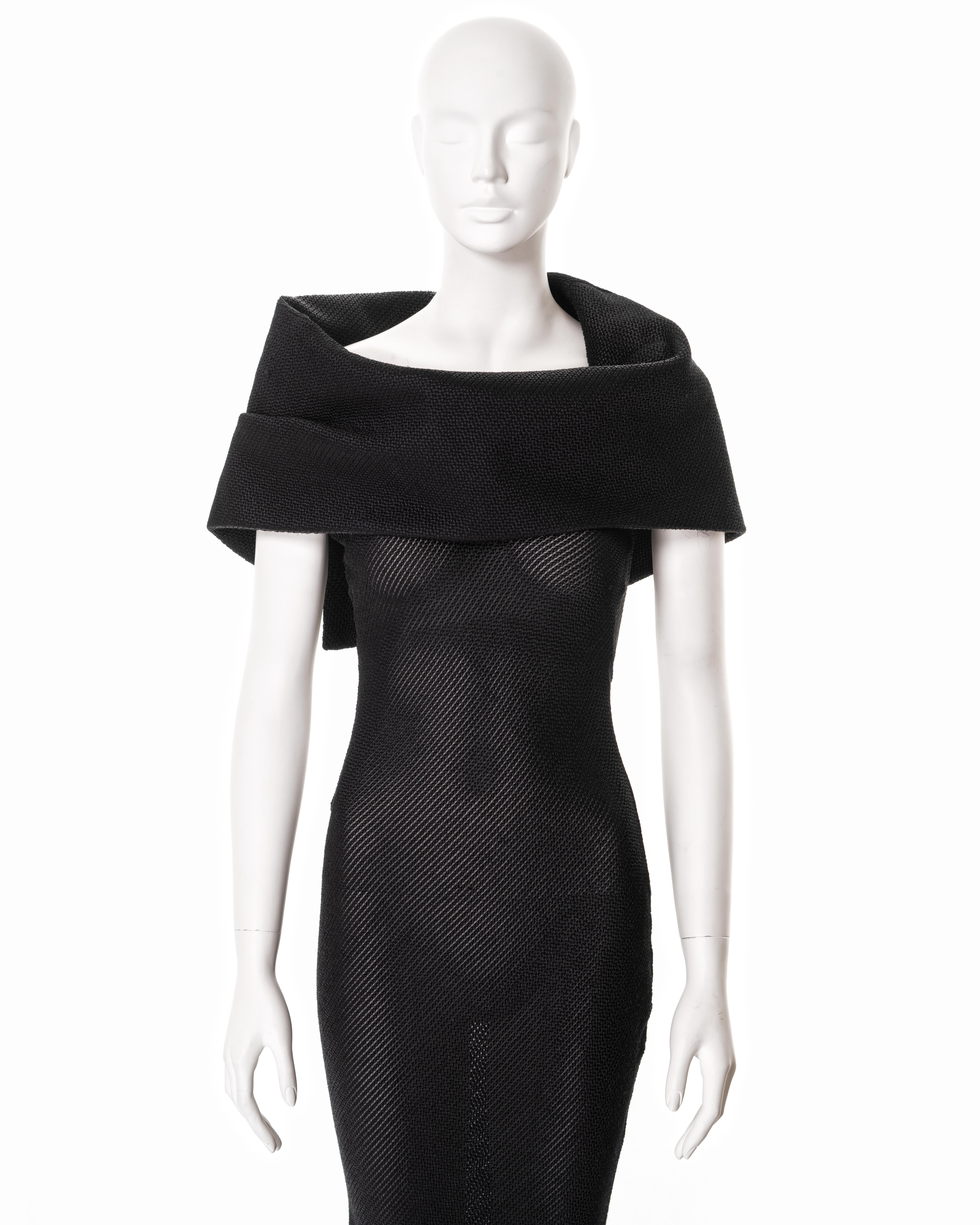 John Galliano black bias-cut viscose evening dress with large collar, fw 1999 In Excellent Condition For Sale In London, GB