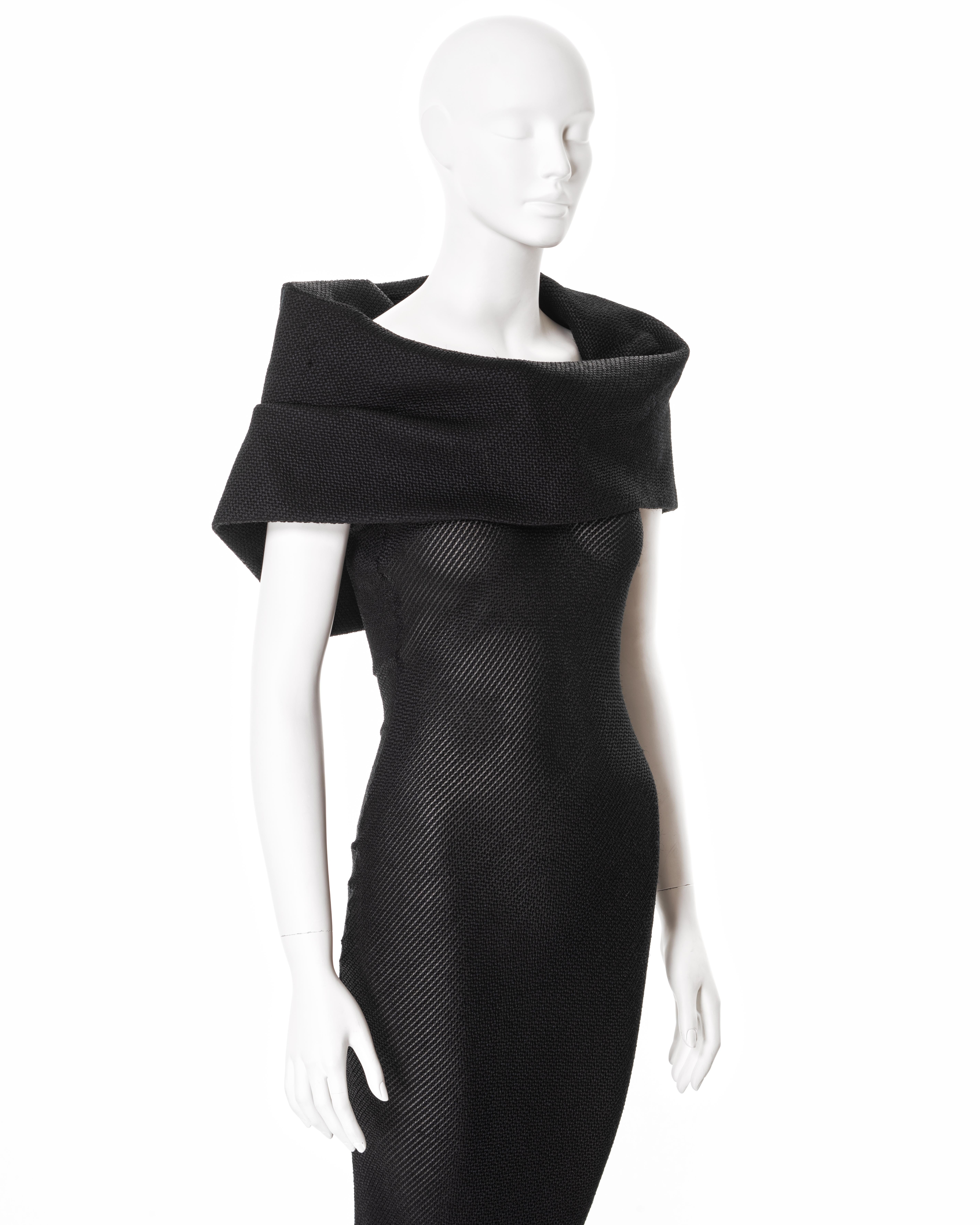 John Galliano black bias-cut viscose evening dress with large collar, fw 1999 For Sale 1
