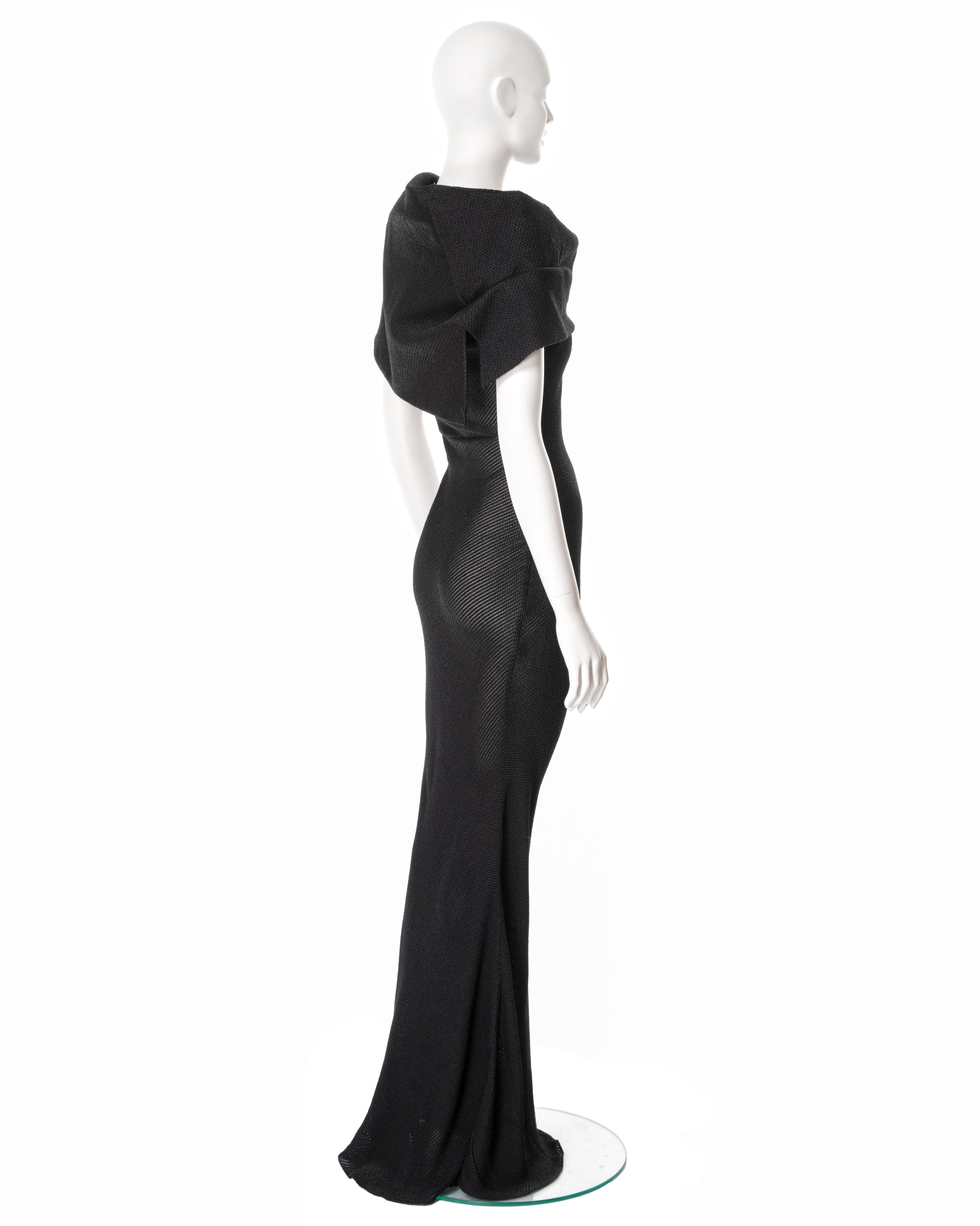 John Galliano black bias-cut viscose evening dress with large collar, fw 1999 For Sale 2