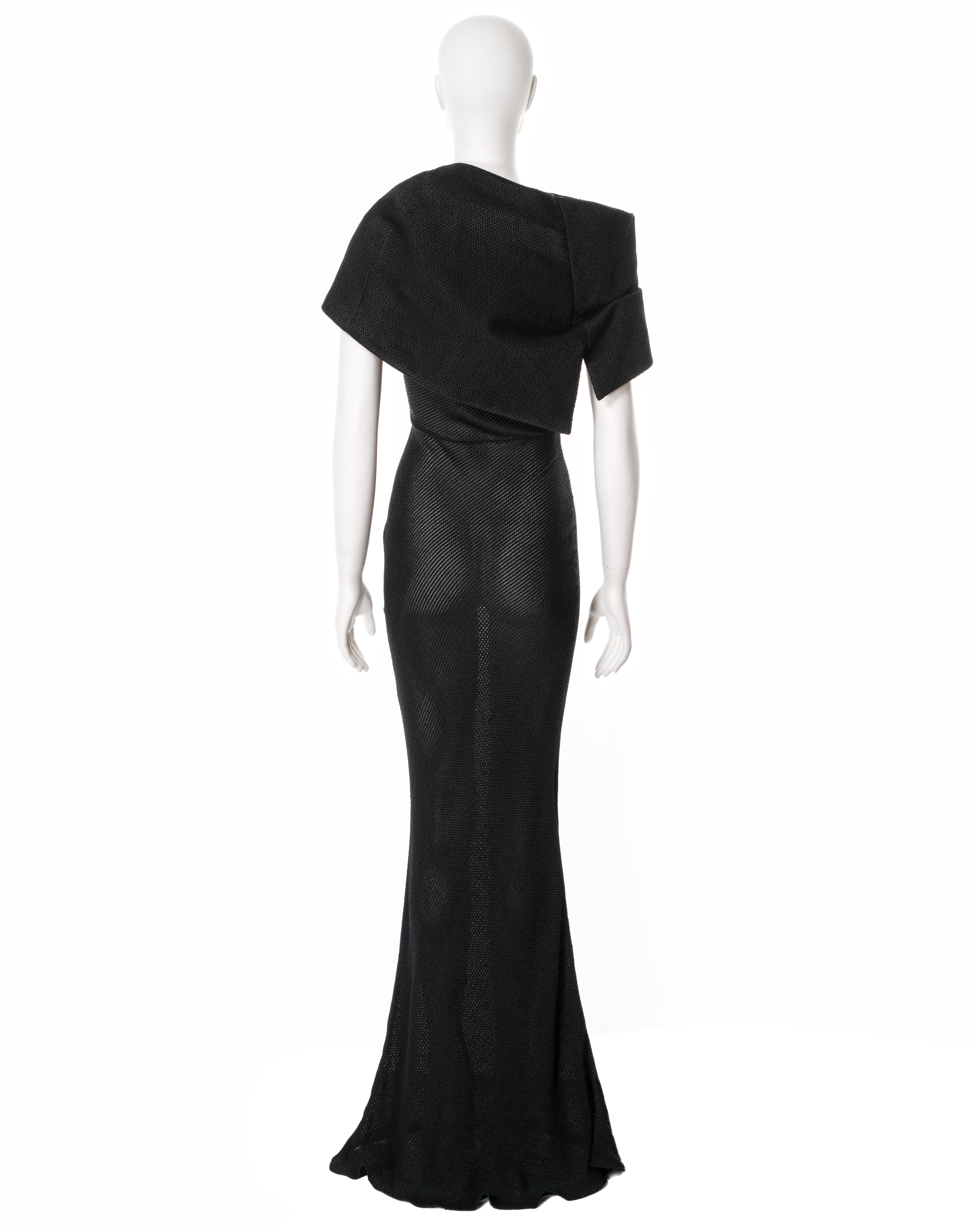 John Galliano black bias-cut viscose evening dress with large collar, fw 1999 For Sale 3