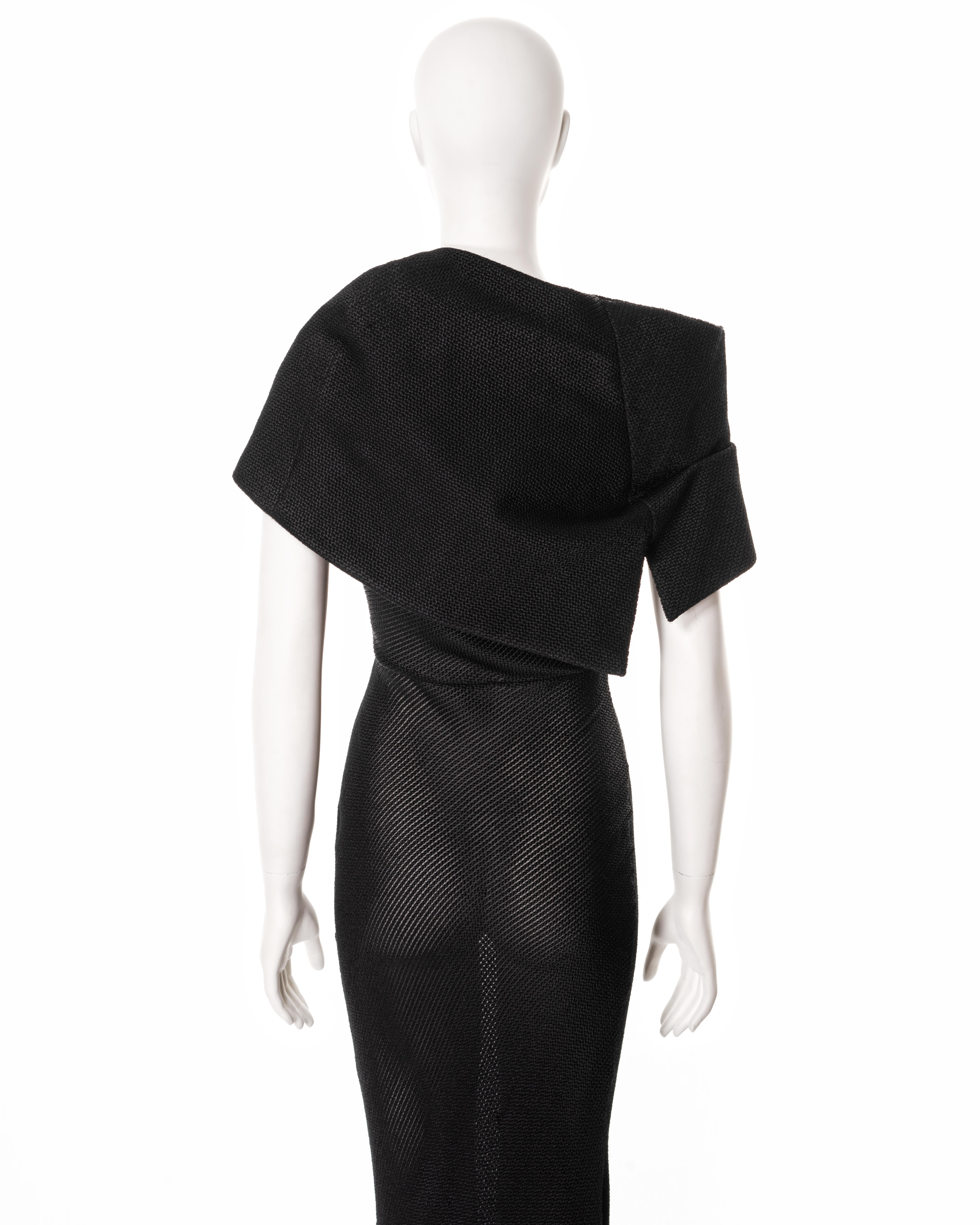 John Galliano black bias-cut viscose evening dress with large collar, fw 1999 For Sale 4