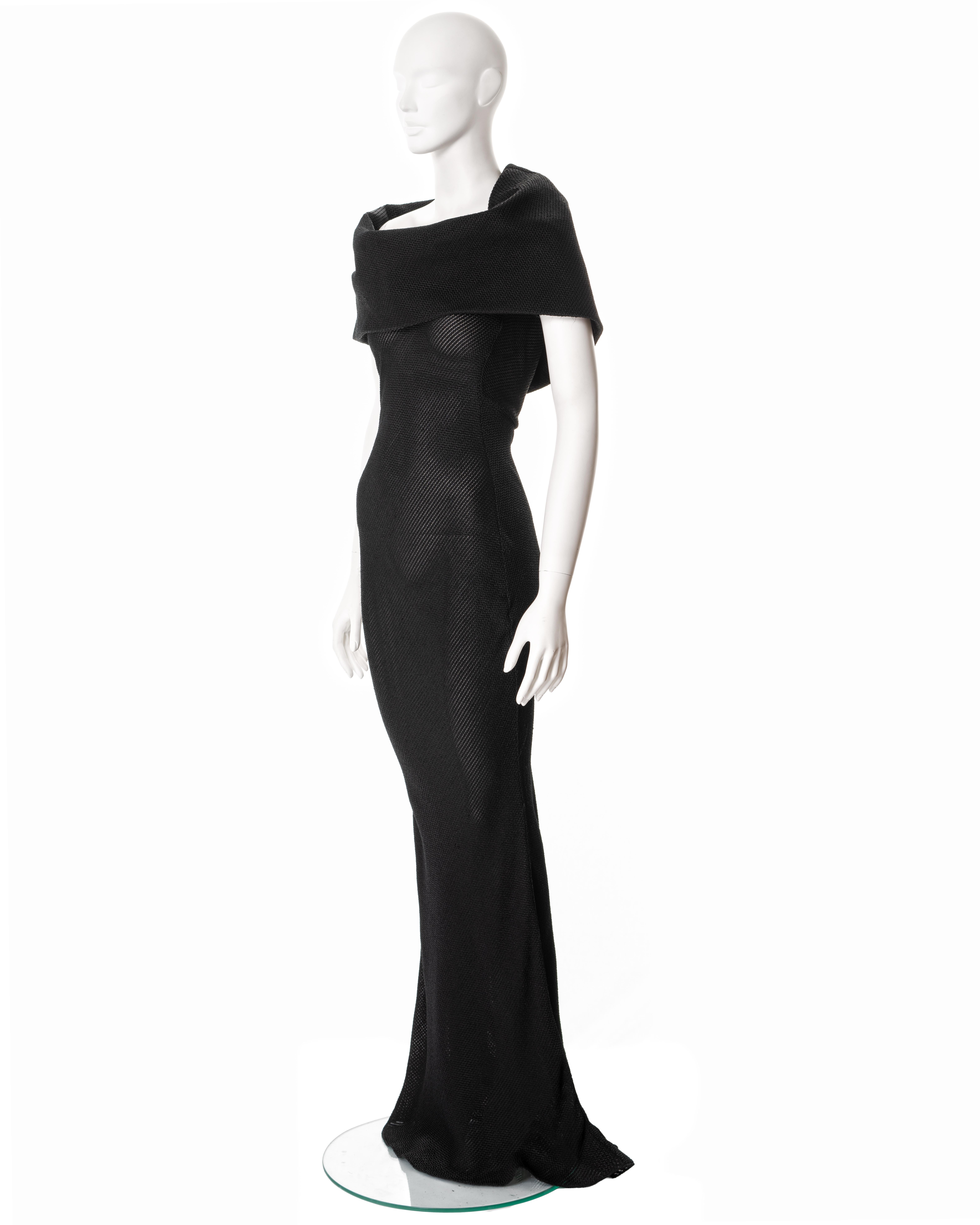 John Galliano black bias-cut viscose evening dress with large collar, fw 1999 For Sale 5
