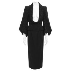 John Galliano black broderie anglaise jacket and skirt set, ss 1996