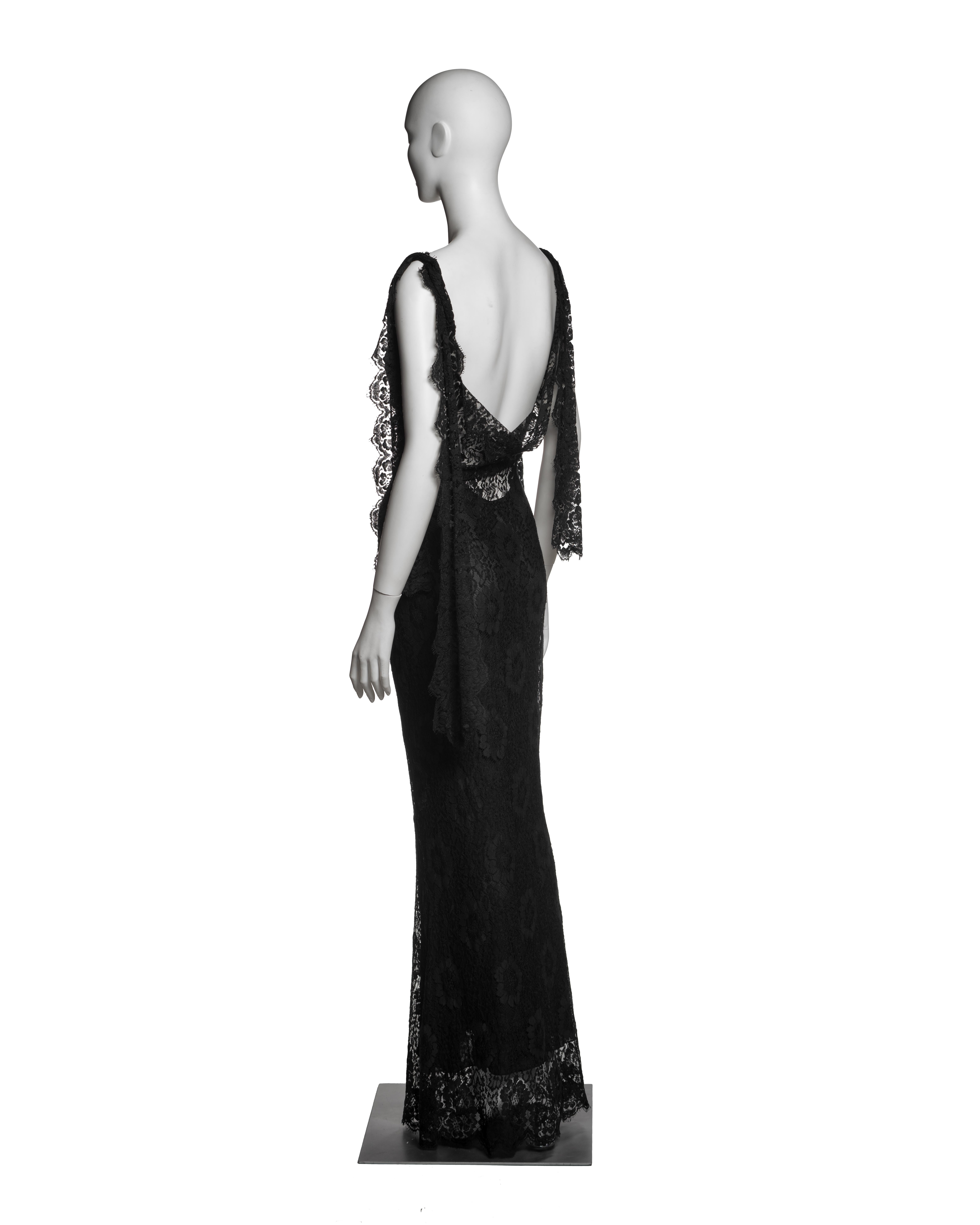 John Galliano Black Chantilly Lace Evening Dress with Bias Cut Slip, SS 1998 6