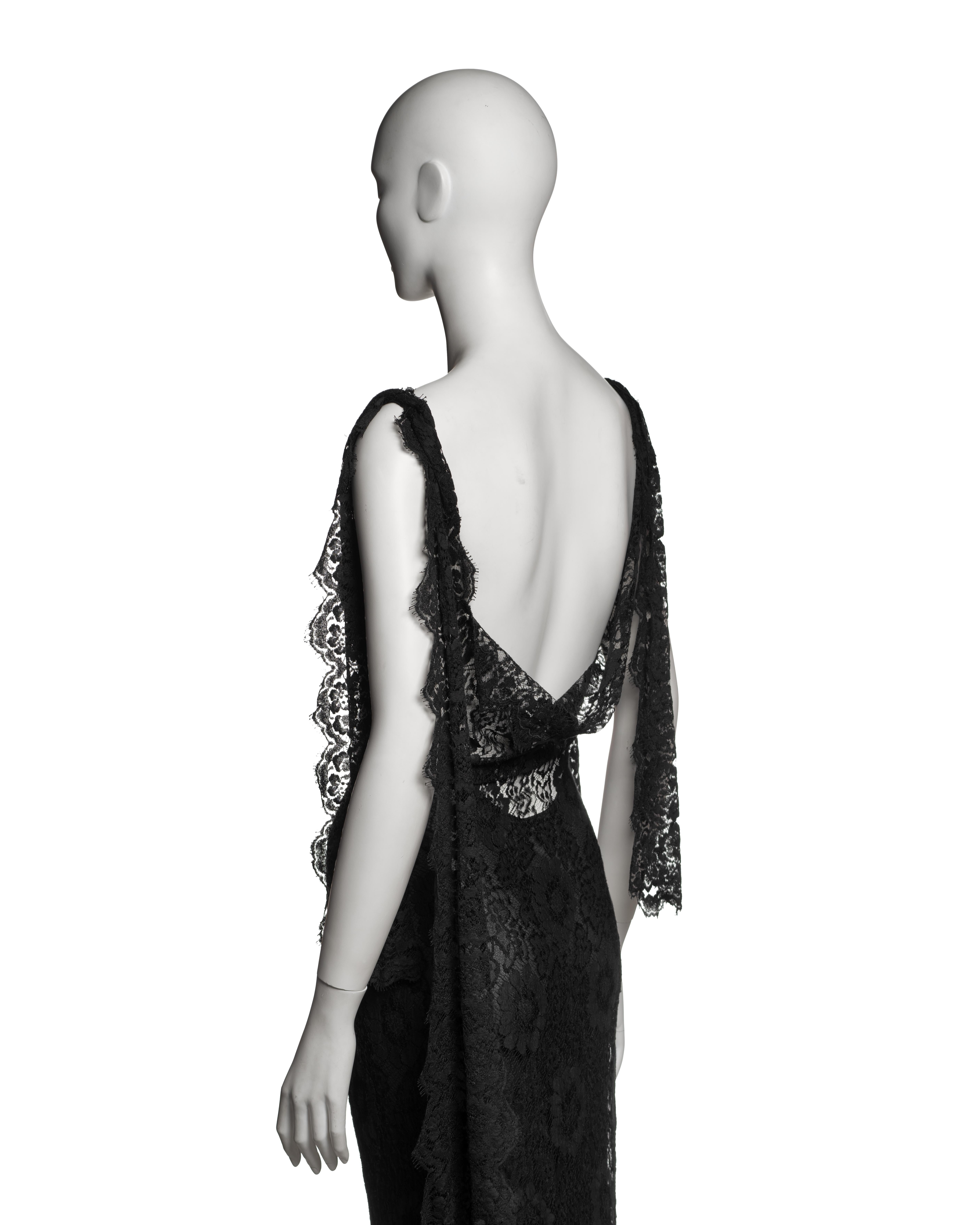 John Galliano Black Chantilly Lace Evening Dress with Bias Cut Slip, SS 1998 7