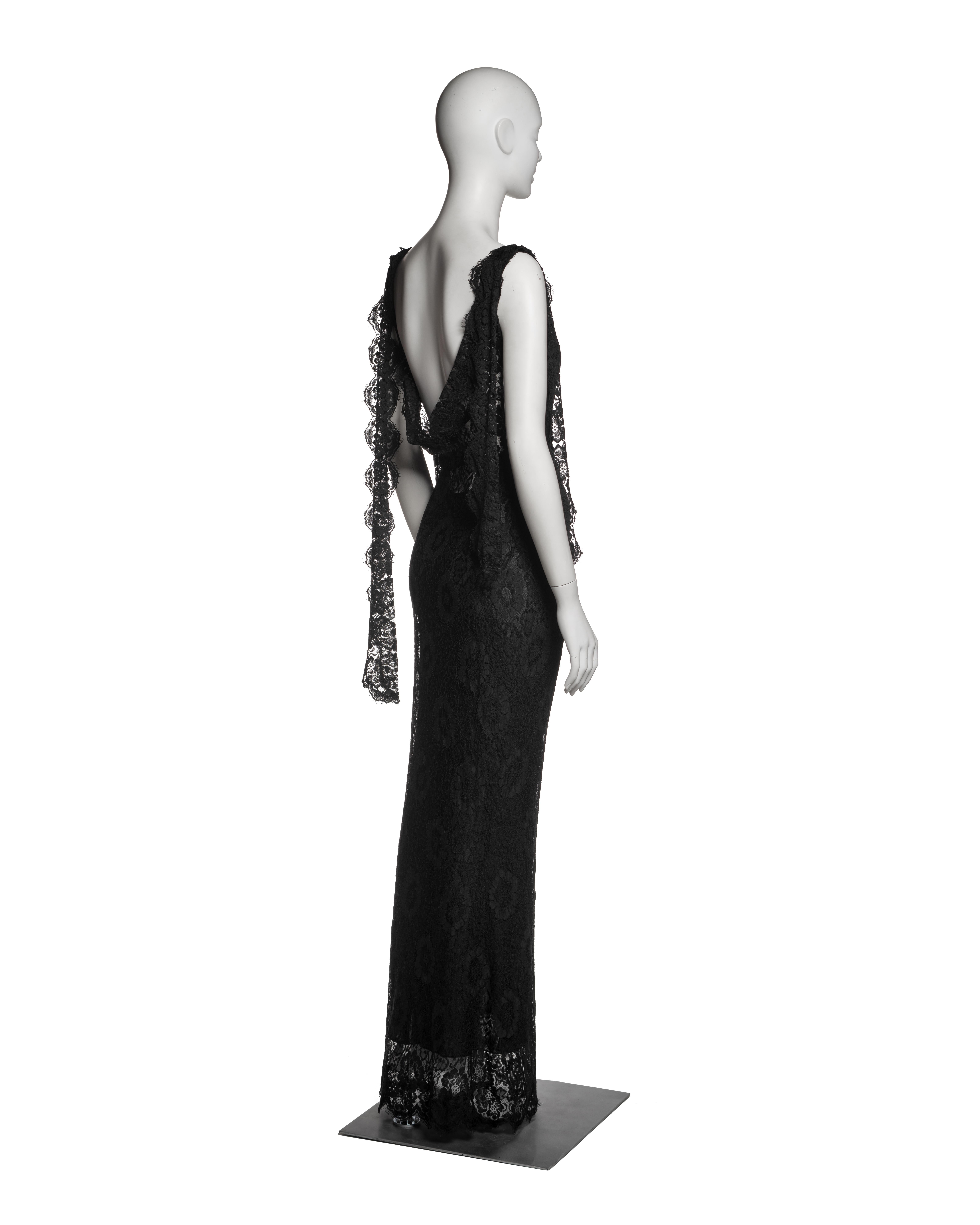 John Galliano Black Chantilly Lace Evening Dress with Bias Cut Slip, SS 1998 2