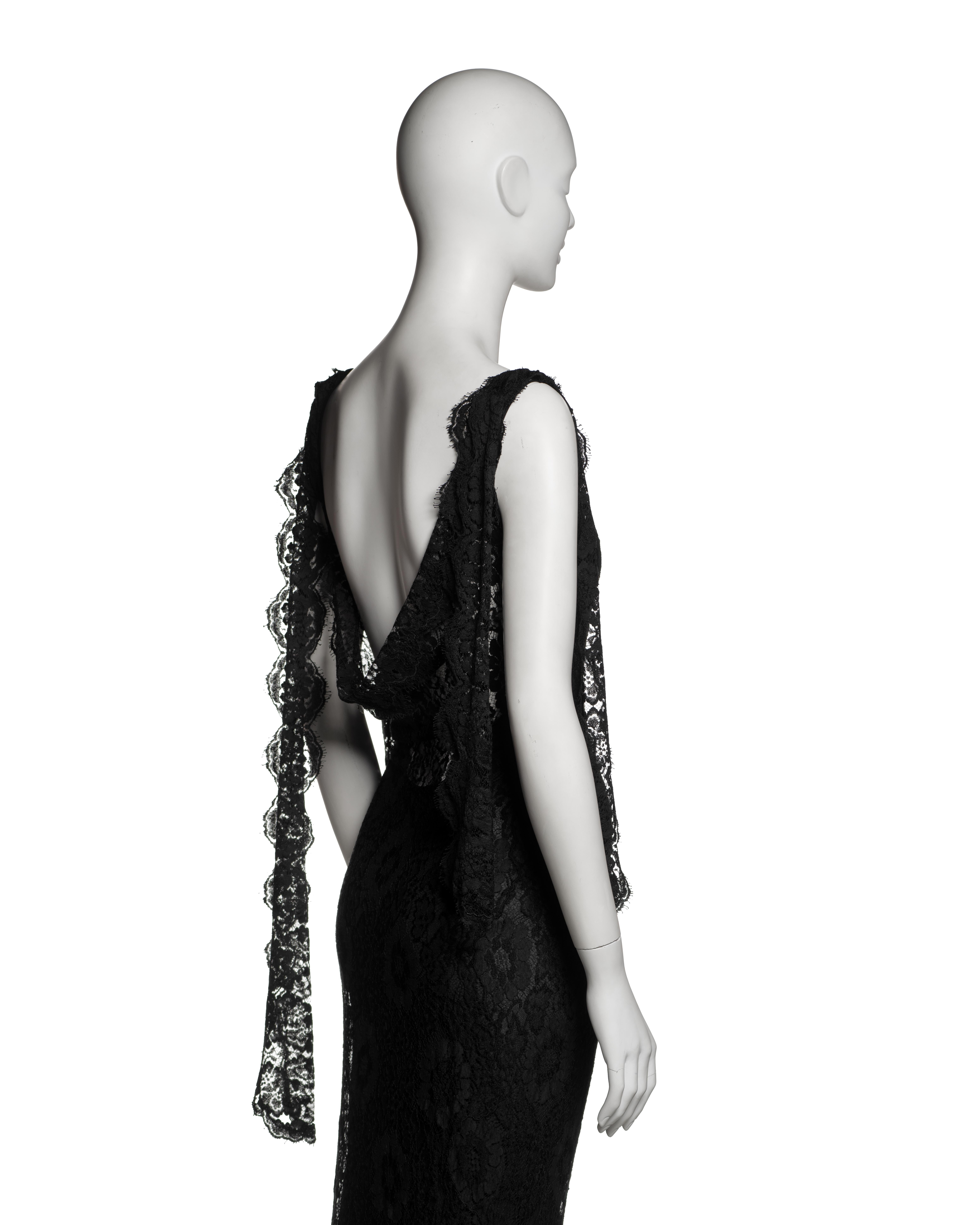 John Galliano Black Chantilly Lace Evening Dress with Bias Cut Slip, SS 1998 3