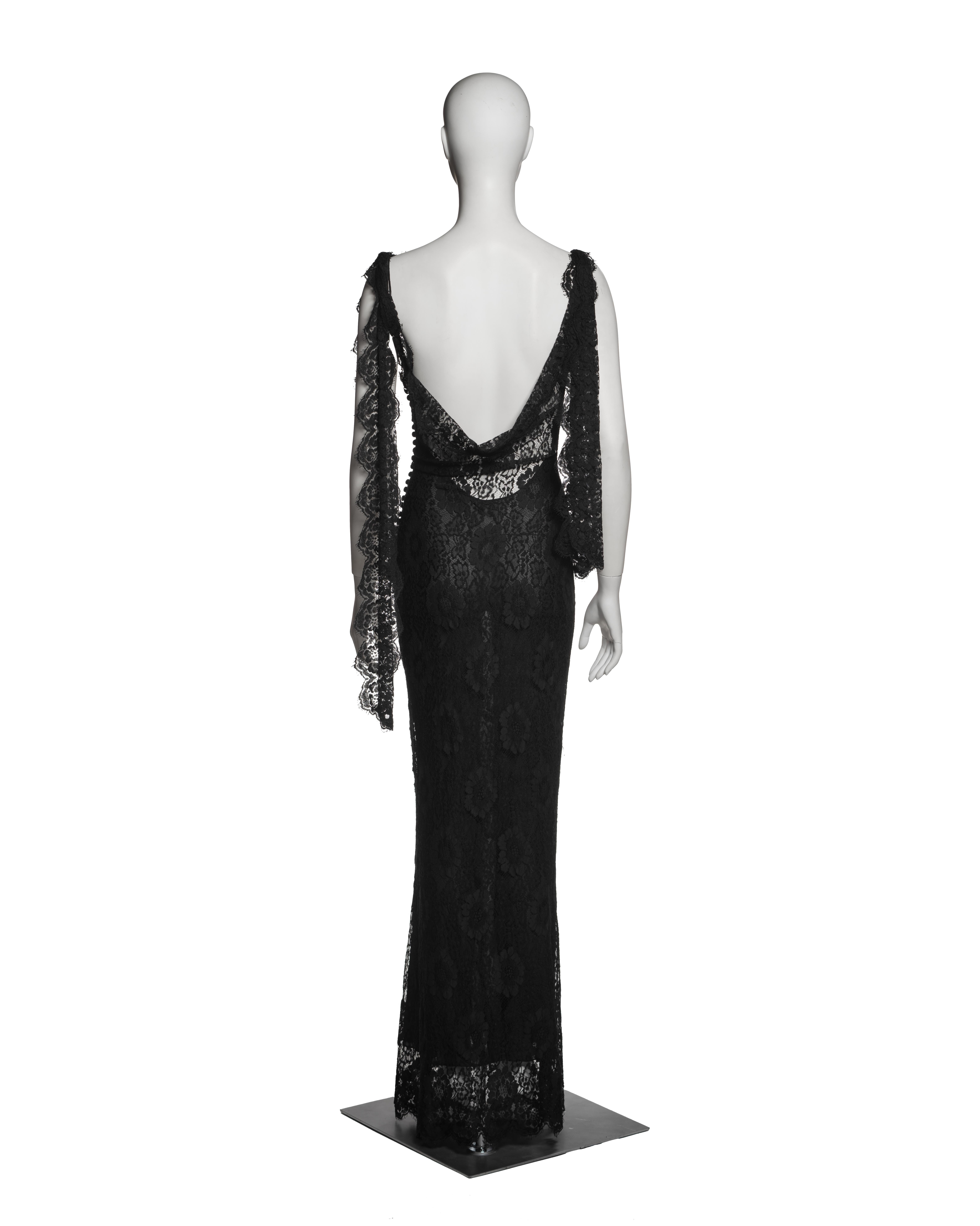 John Galliano Black Chantilly Lace Evening Dress with Bias Cut Slip, SS 1998 4