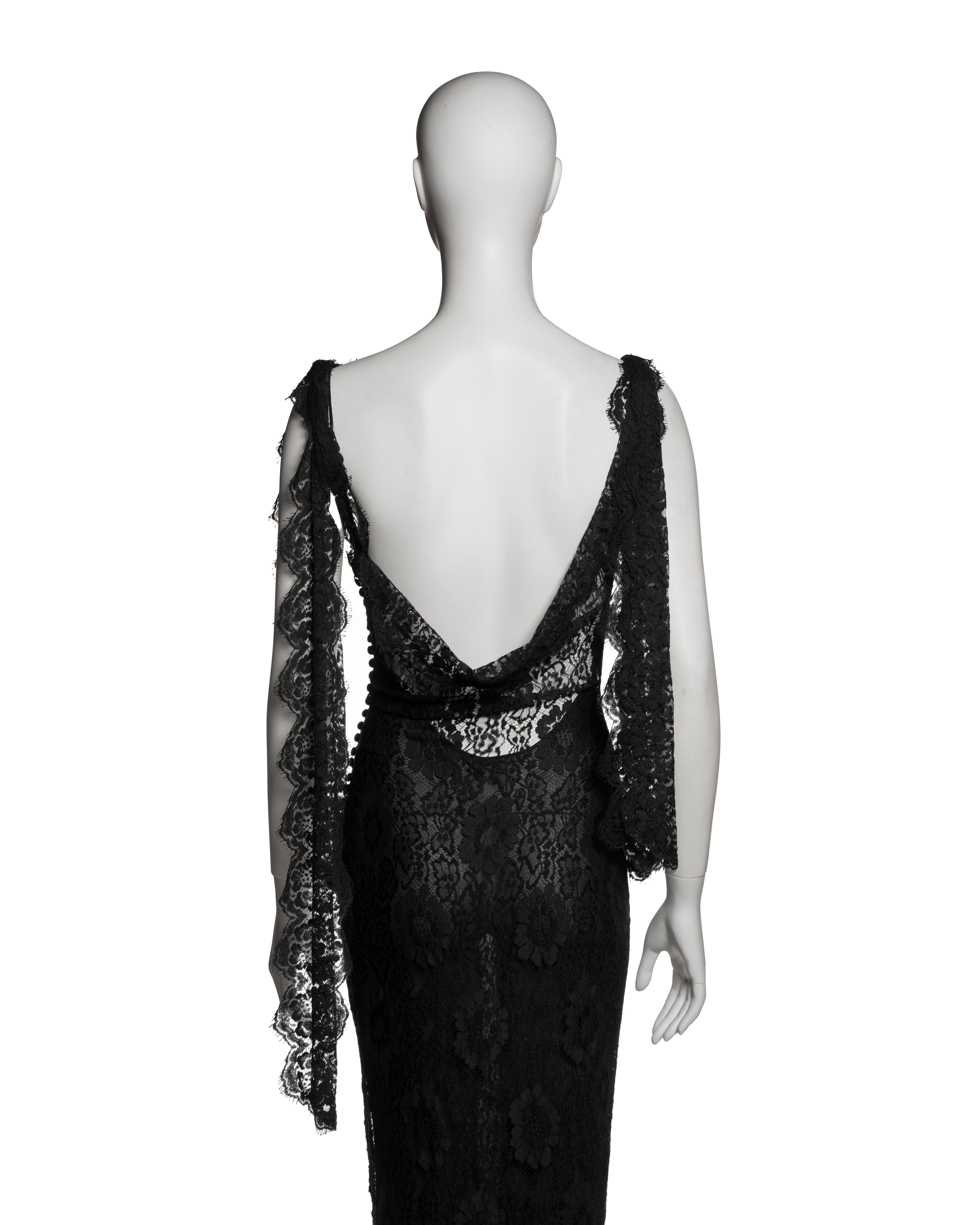 John Galliano Black Chantilly Lace Evening Dress with Bias Cut Slip, SS 1998 5