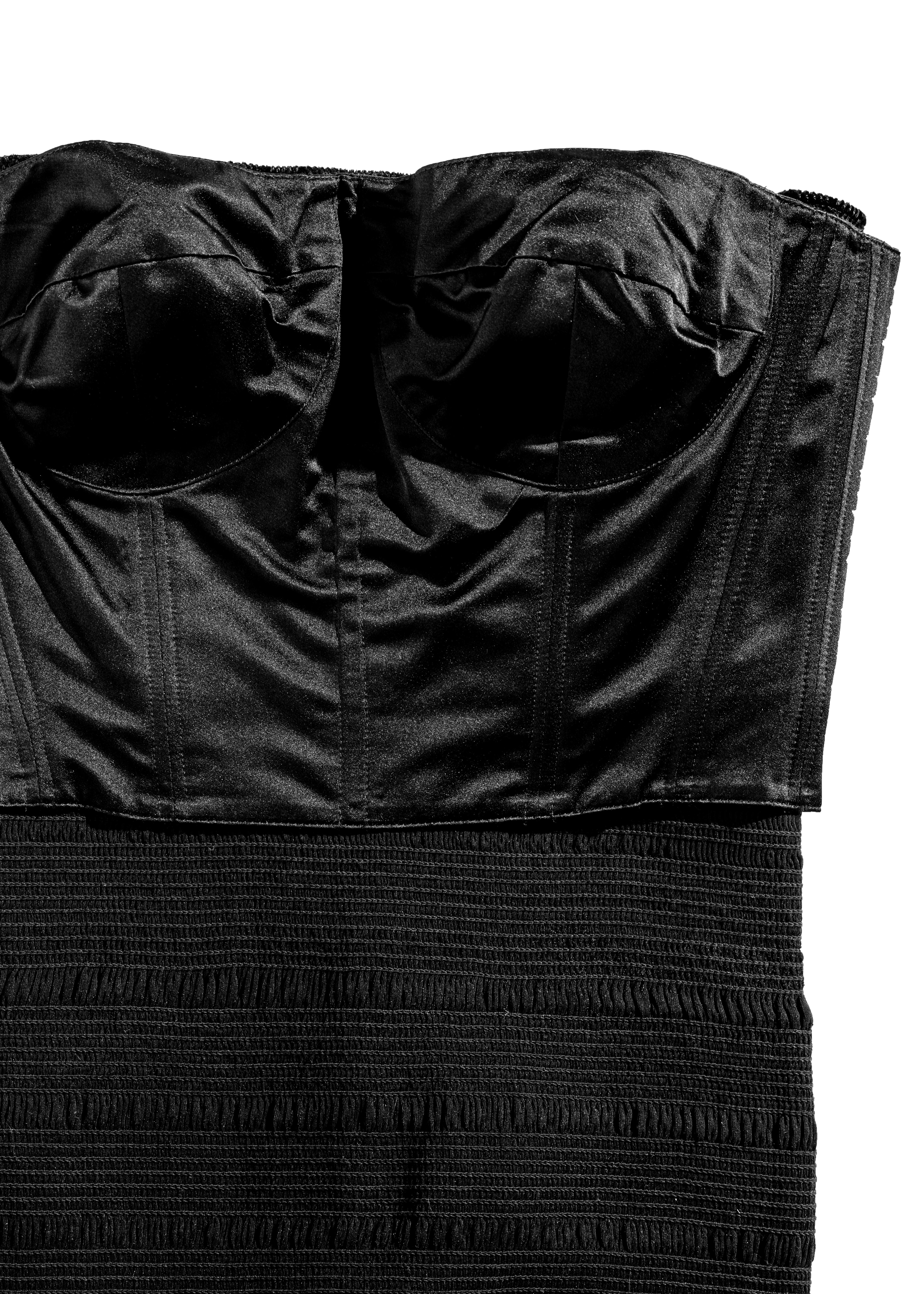 John Galliano black chenille opera coat and strapless corset dress, fw 1995 5