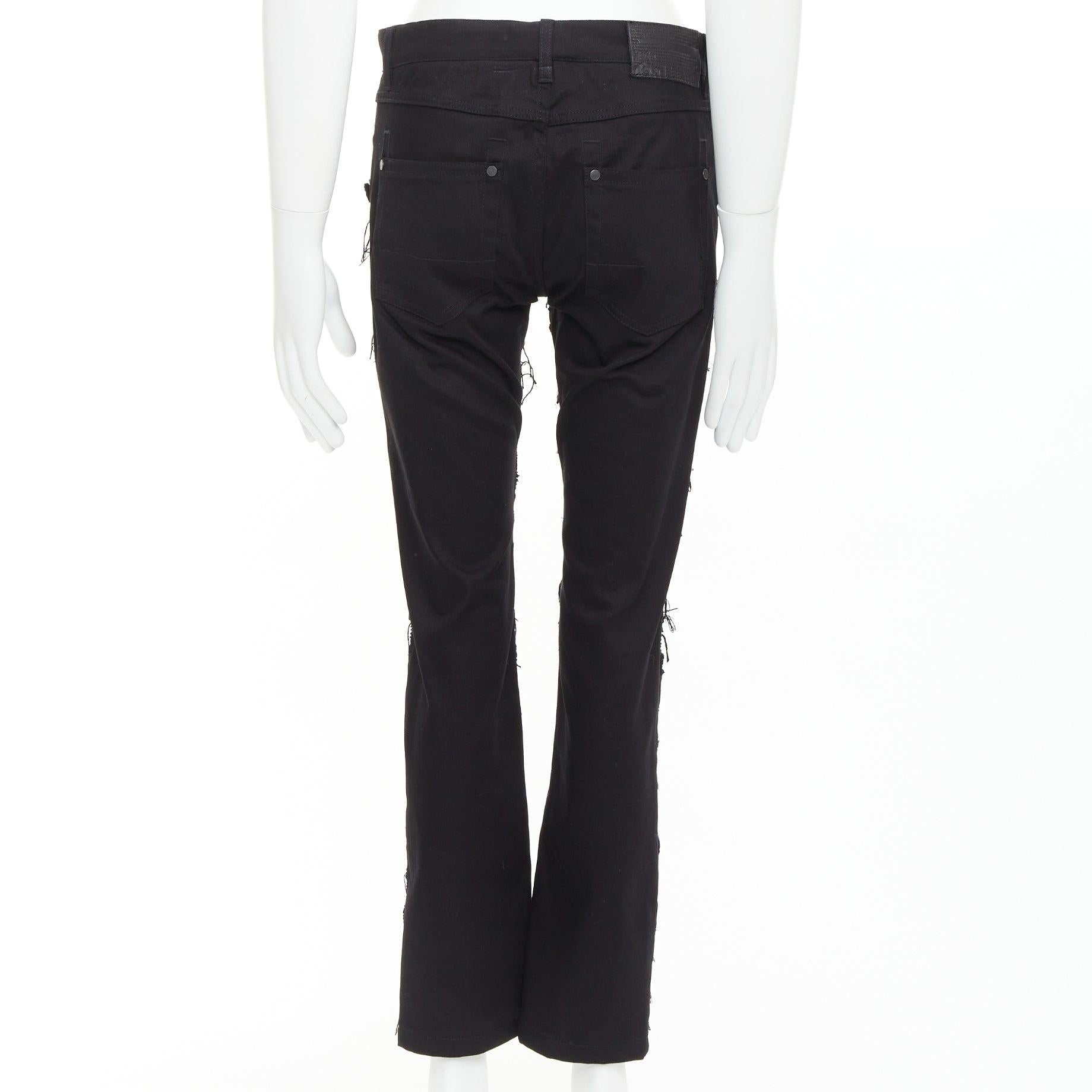 De los hombres JOHN GALLIANO vaqueros bootcut con flecos florales de algodón negro FR46 S en venta