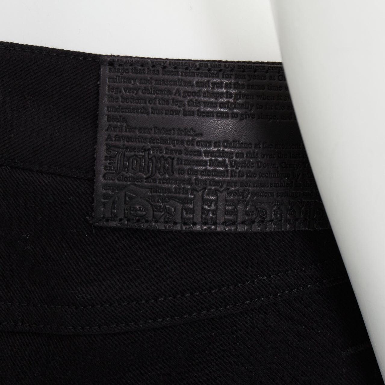 JOHN GALLIANO vaqueros bootcut con flecos florales de algodón negro FR46 S en venta 2
