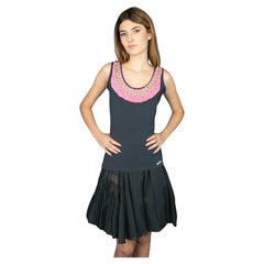 John Galliano Black Cotton Sleeveless Top with Rhinestone Detail