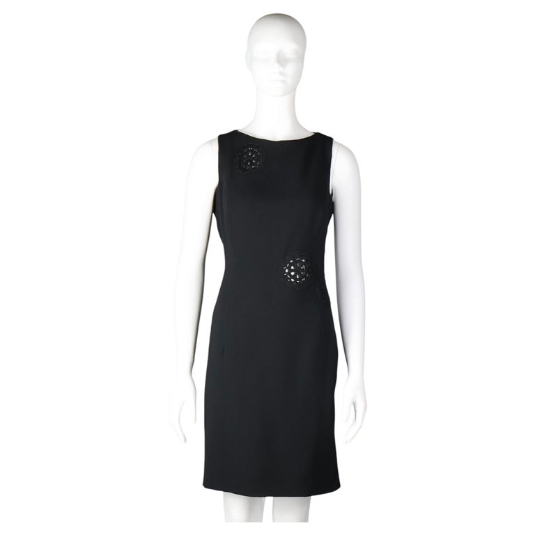 John Galliano Black Crepe Shift Dress with Crochet Rosette Appliqu For  Sale at 1stDibs