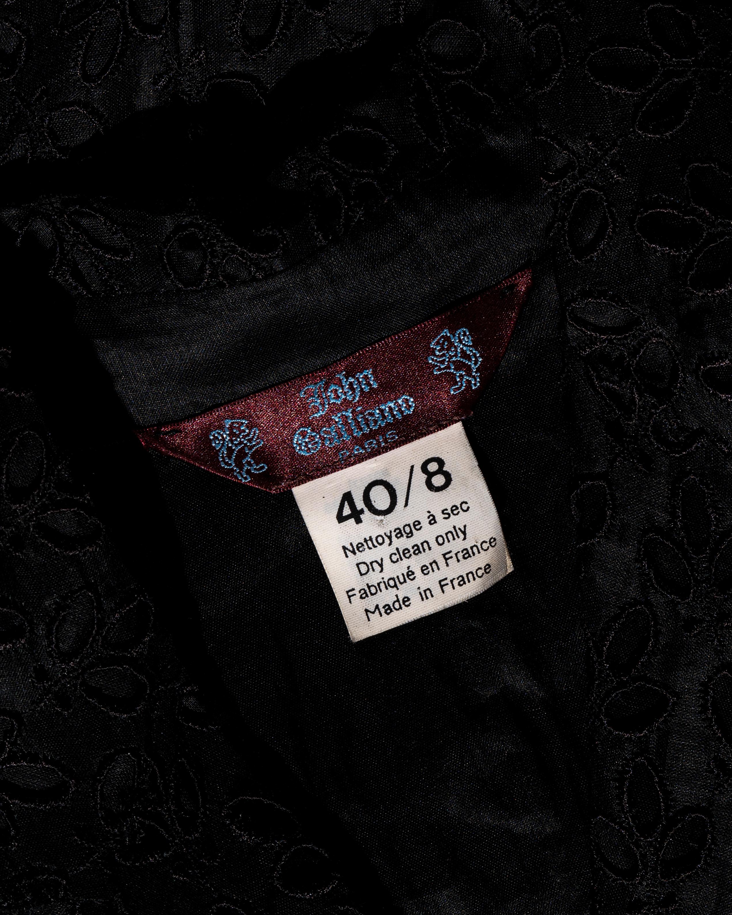 John Galliano black cutwork cotton organza blouse with smocking, ss 1996 4