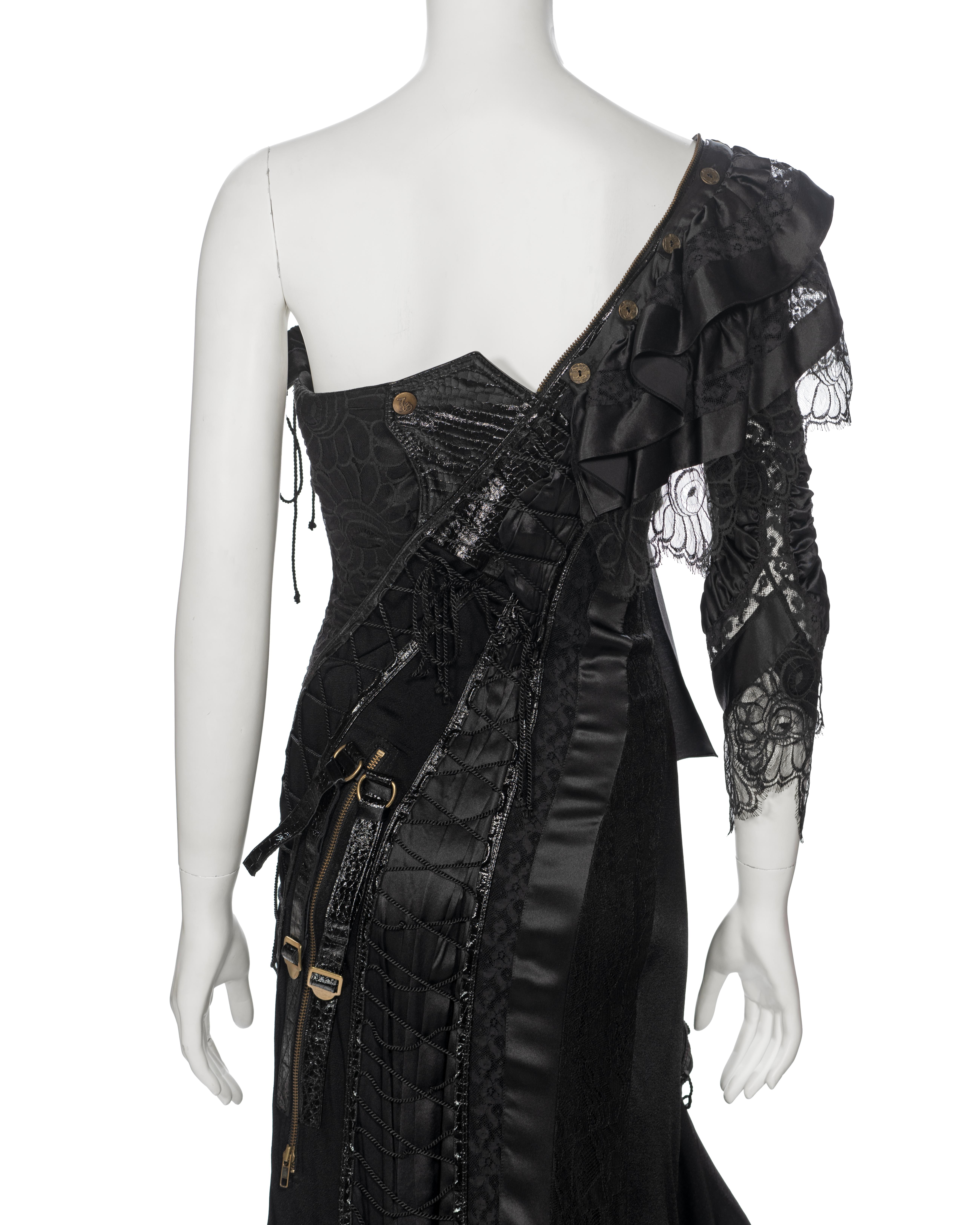 John Galliano Black Deconstructed Silk and Lace Evening Dress, ss 2002 For Sale 7