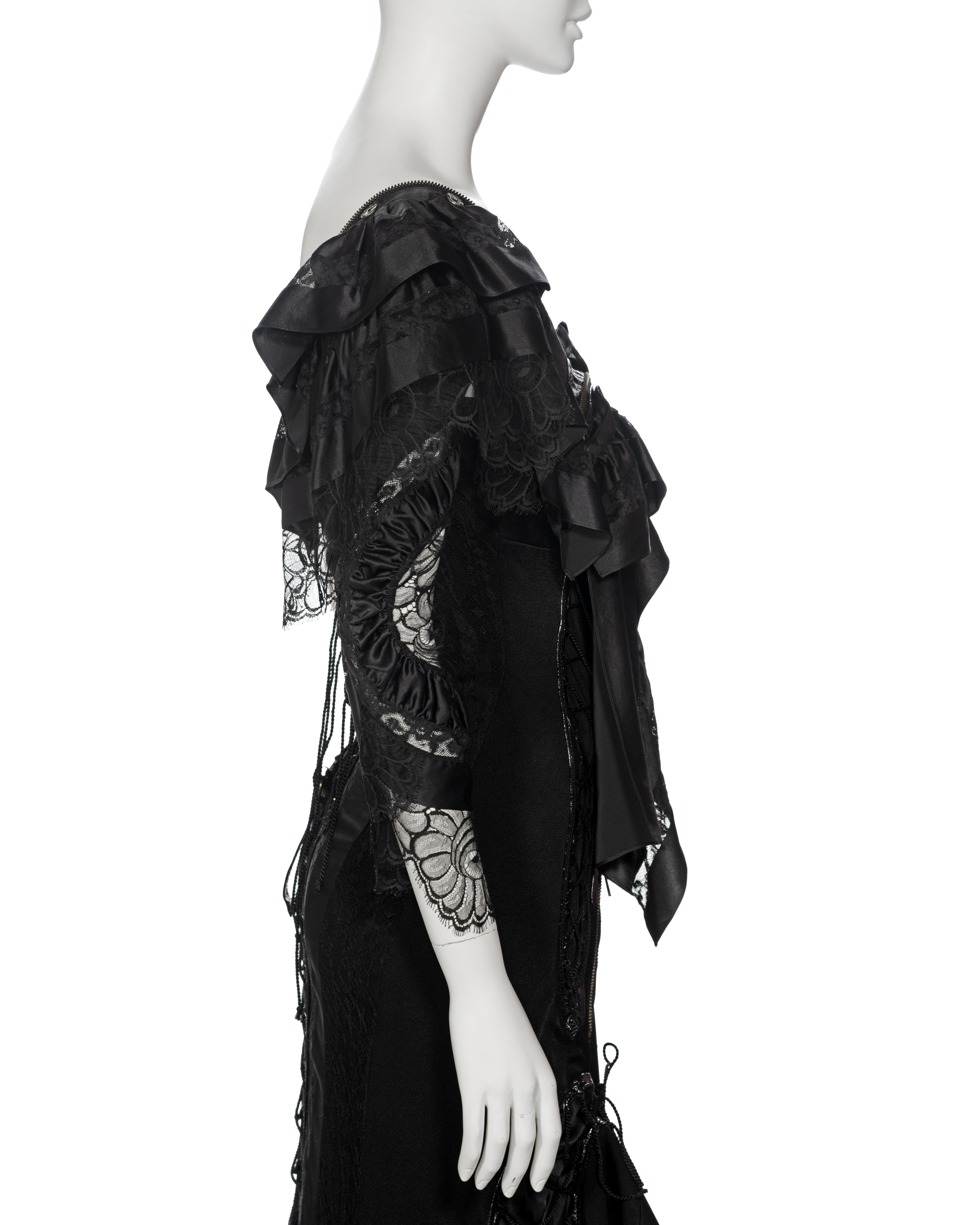 John Galliano Black Deconstructed Silk and Lace Evening Dress, ss 2002 For Sale 12