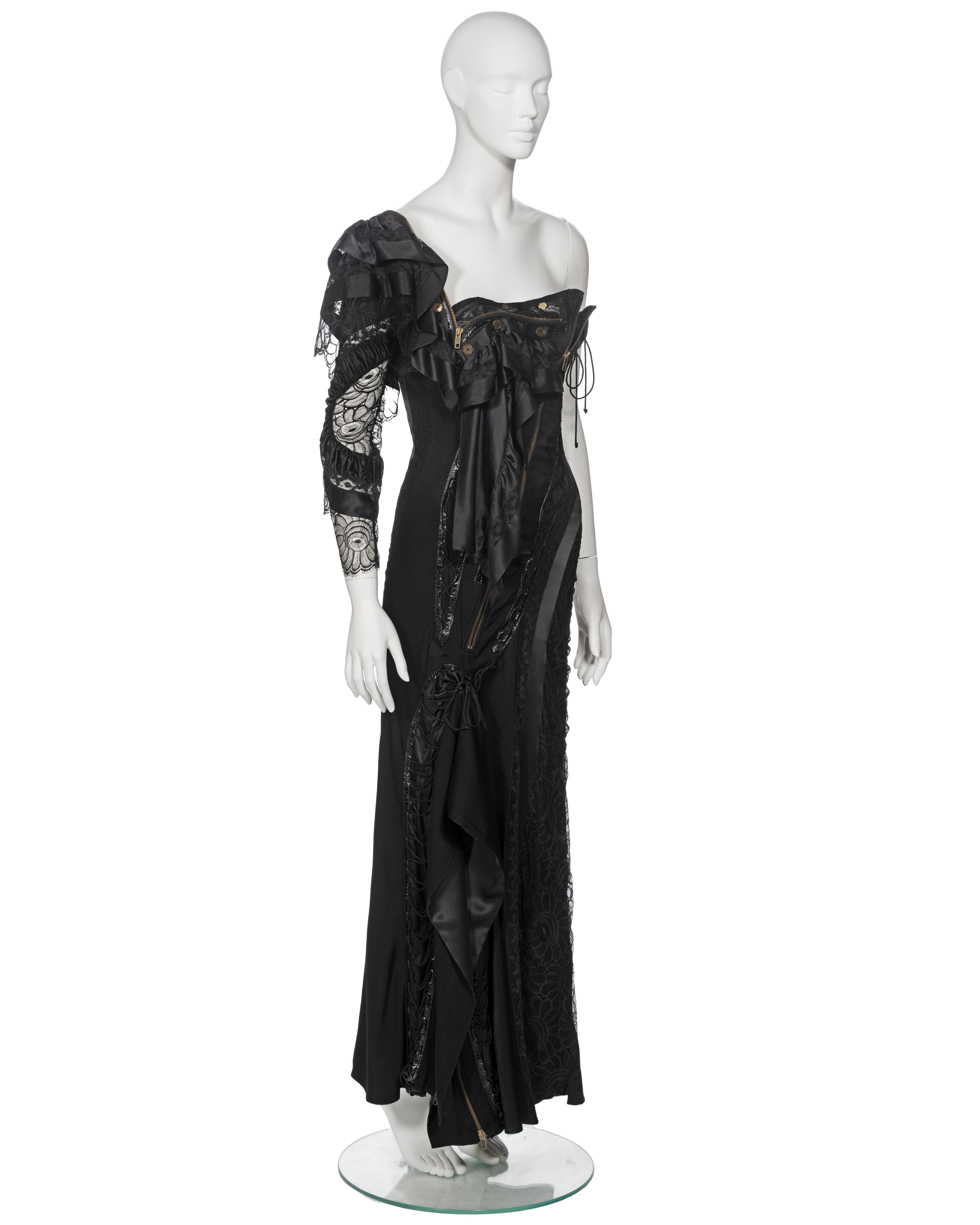 John Galliano Black Deconstructed Silk and Lace Evening Dress, ss 2002 For Sale 2